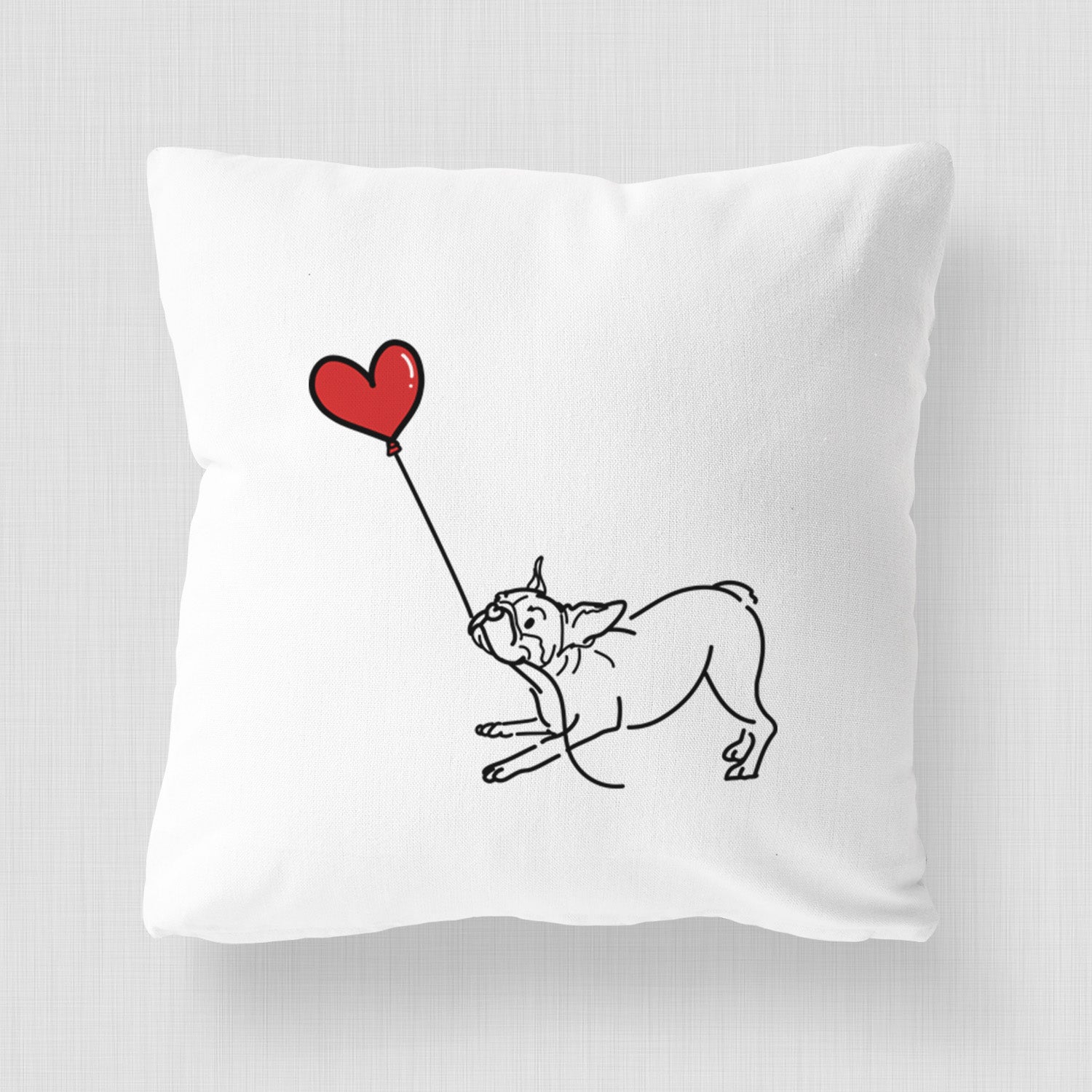 Boston Terrier Heart String - Throw Pillow Cover