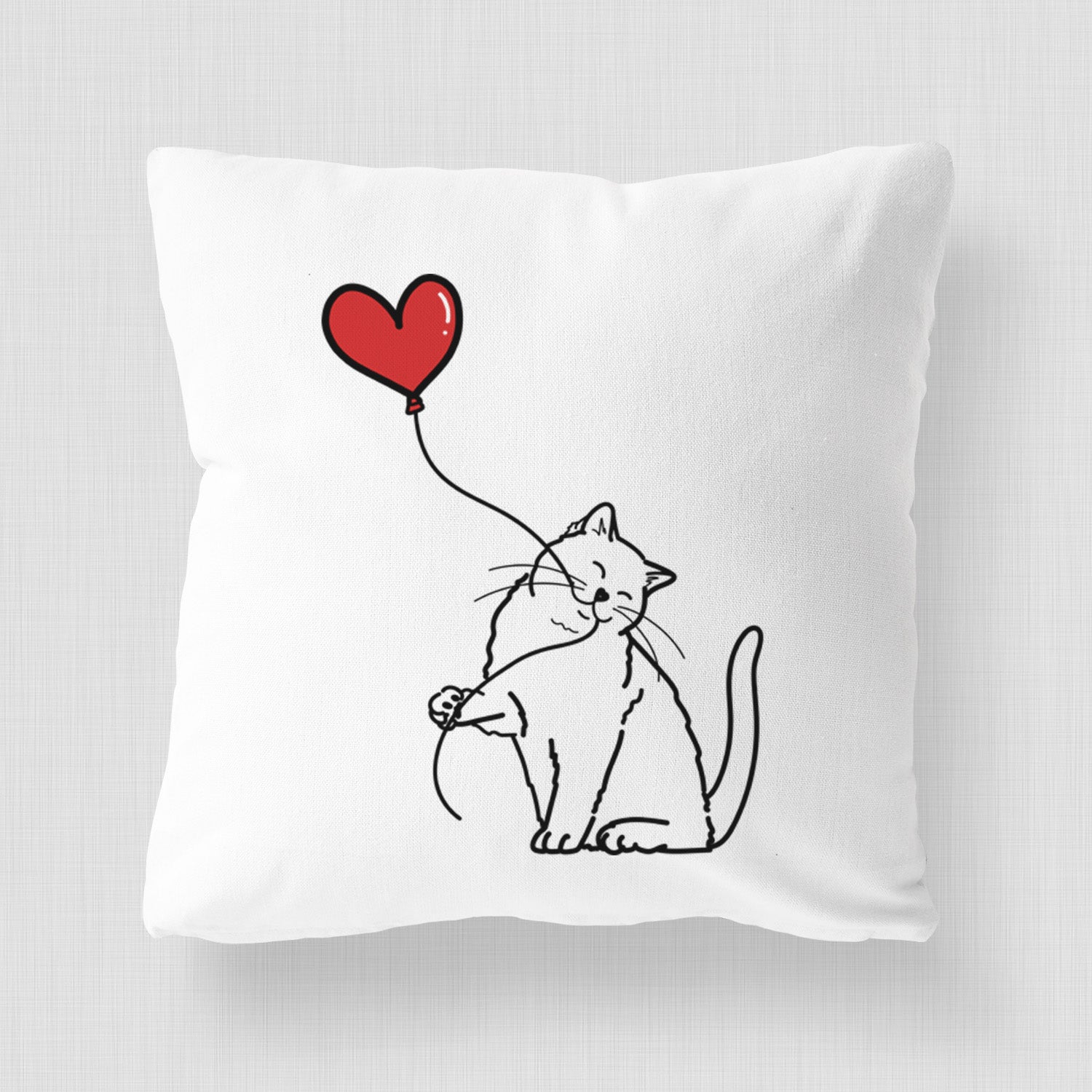 British Shorthair Cat Heart String - Throw Pillow Cover