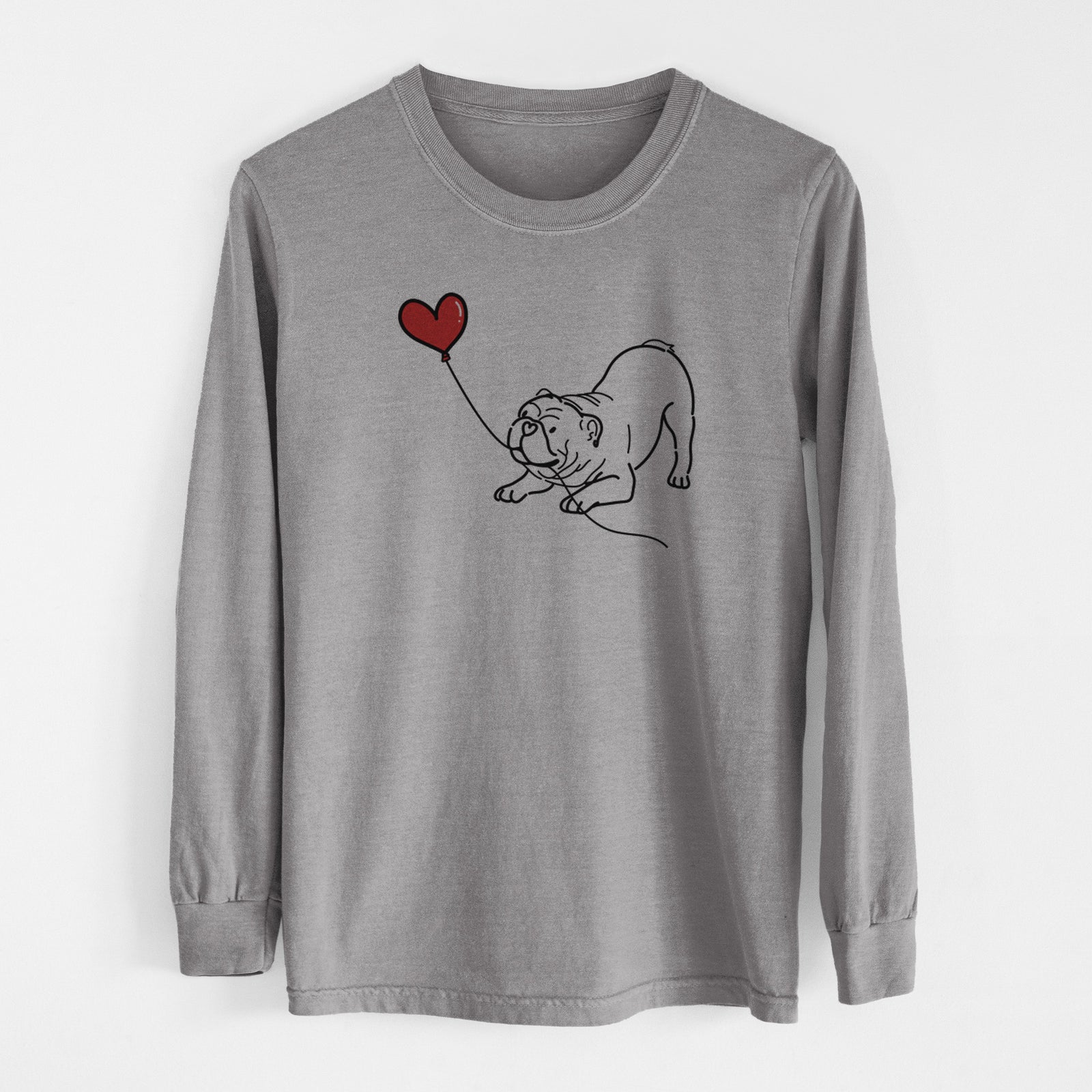 Bulldog Heart String - Men's Heavyweight 100% Cotton Long Sleeve