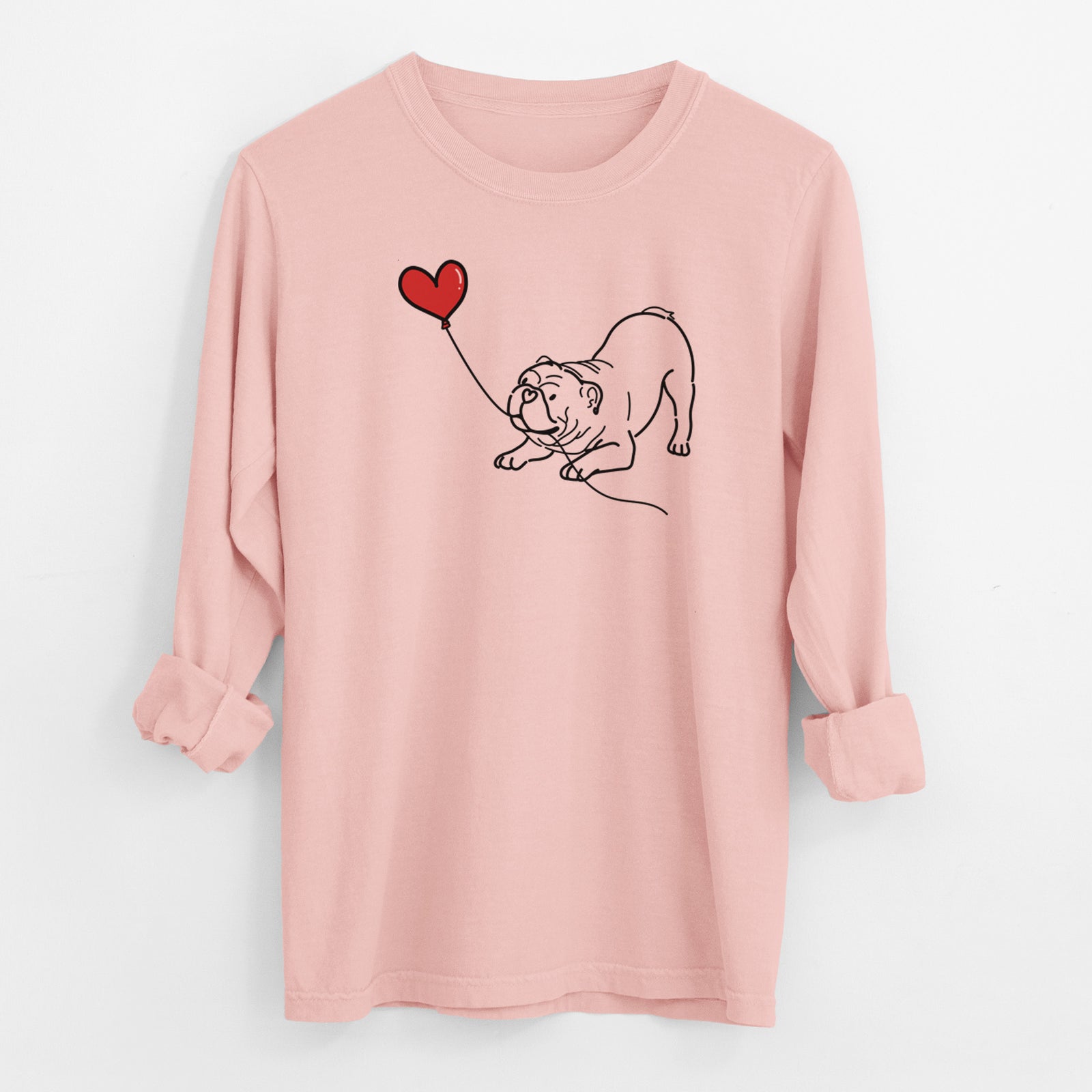 Bulldog Heart String - Men's Heavyweight 100% Cotton Long Sleeve
