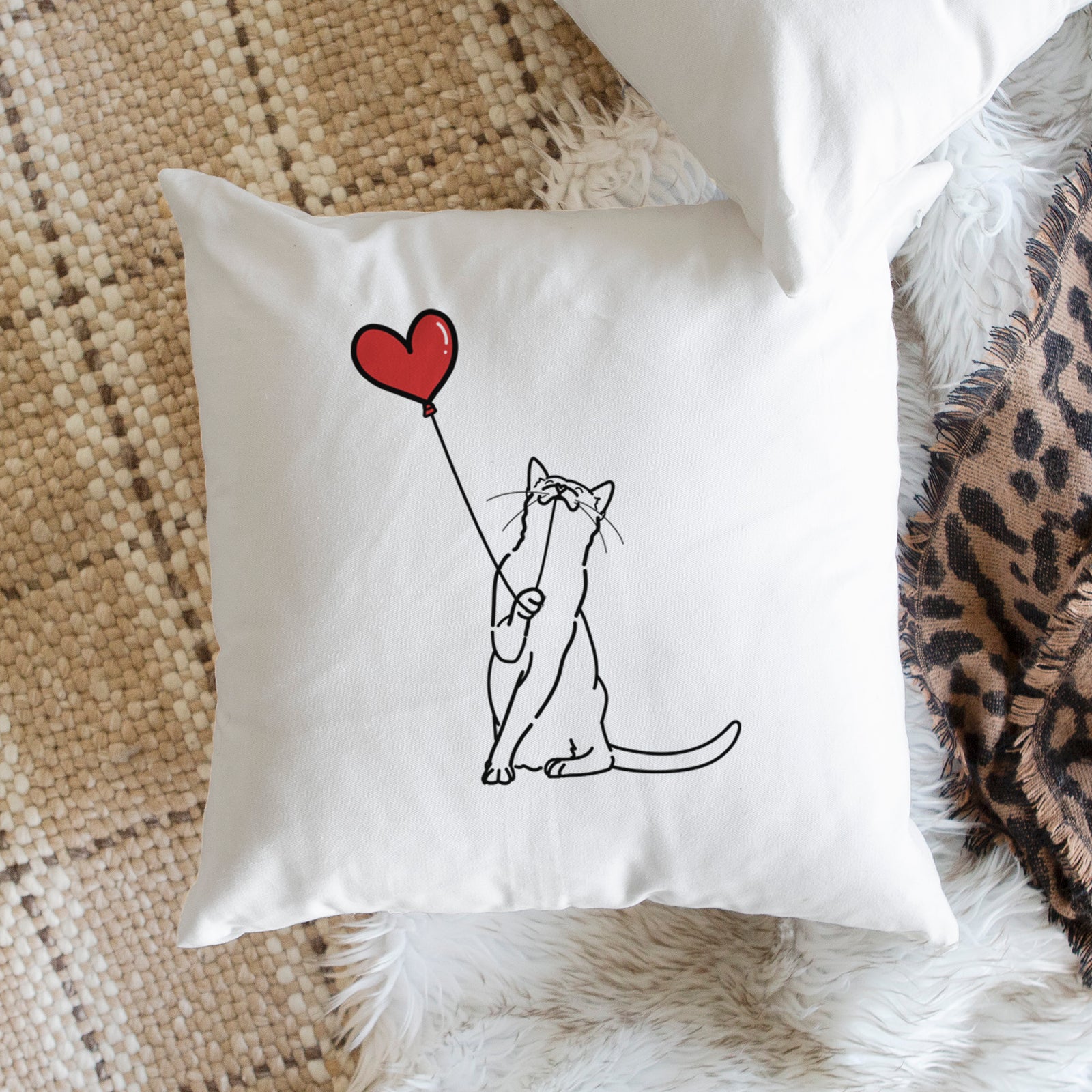Cat Heart String - Throw Pillow Cover