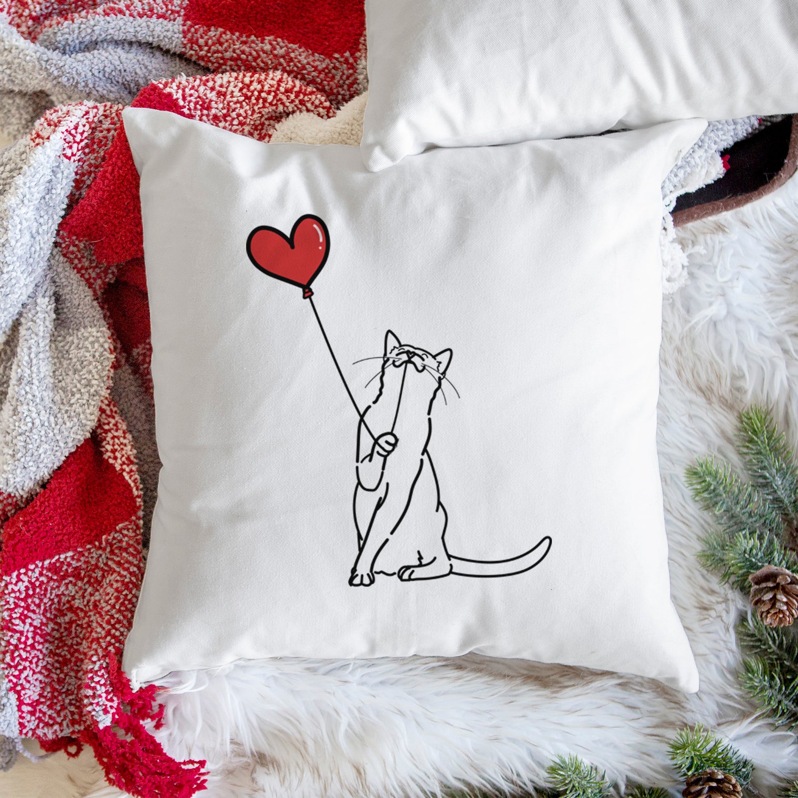 Cat Heart String - Throw Pillow Cover