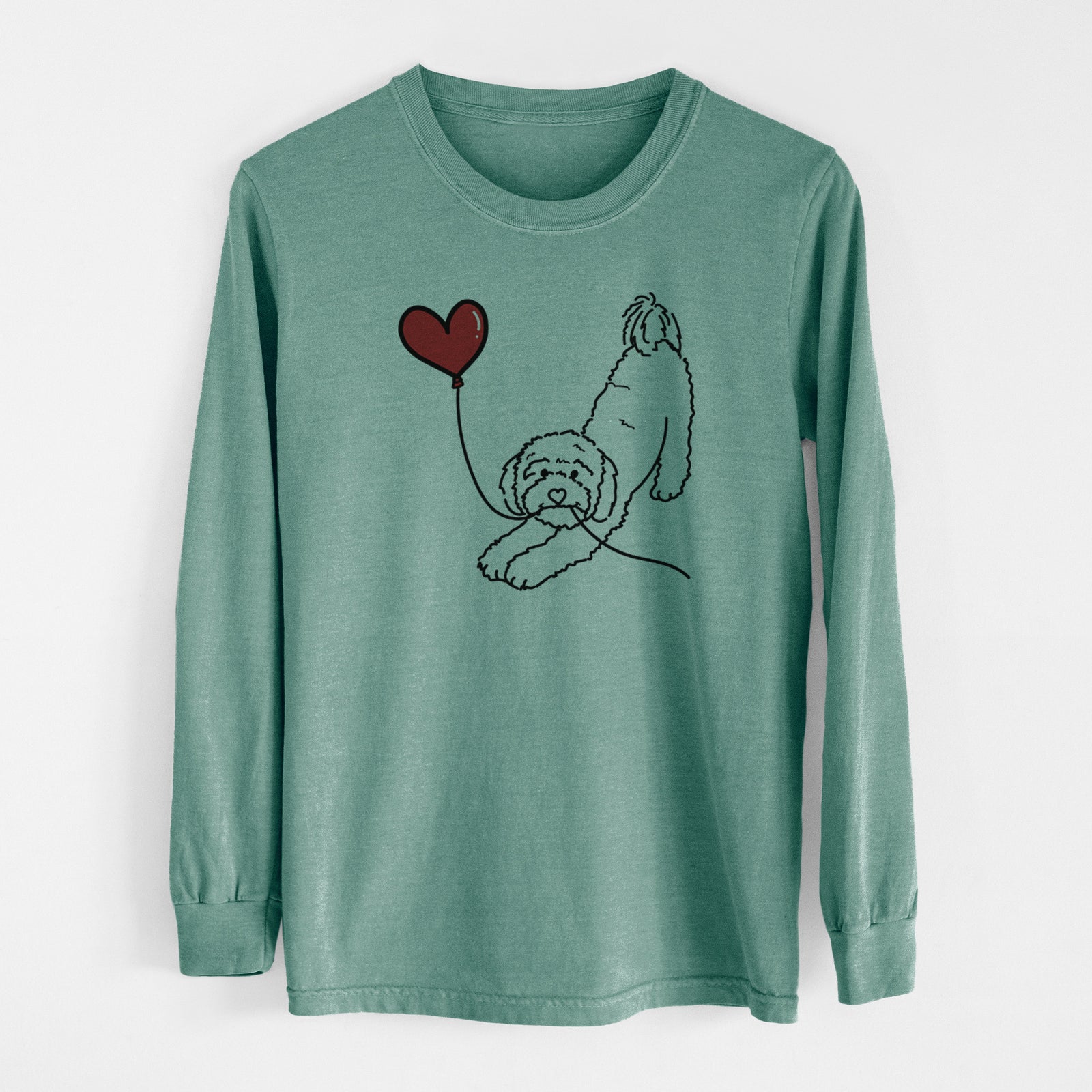 Cavapoo Heart String - Men's Heavyweight 100% Cotton Long Sleeve
