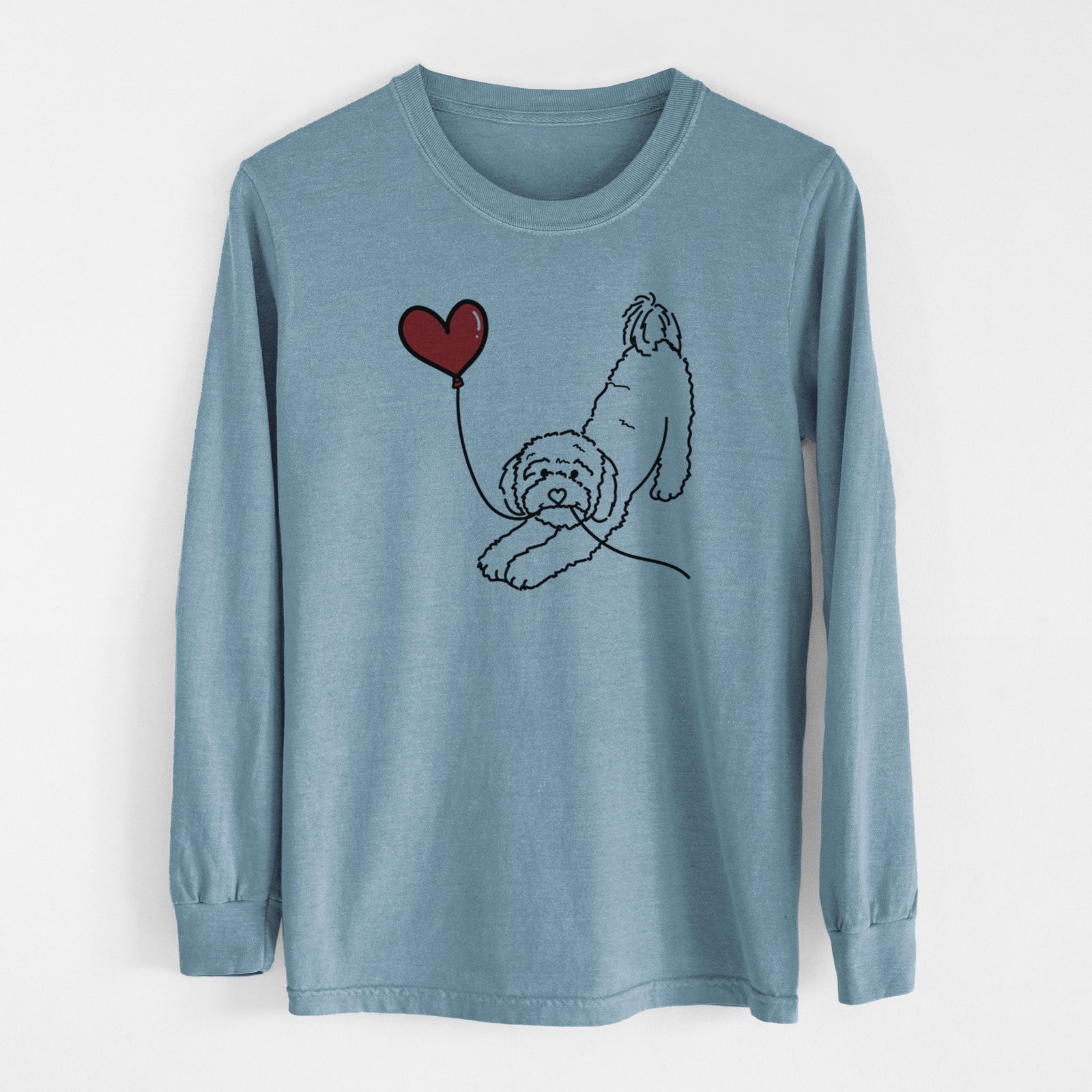 Cavapoo Heart String - Men's Heavyweight 100% Cotton Long Sleeve
