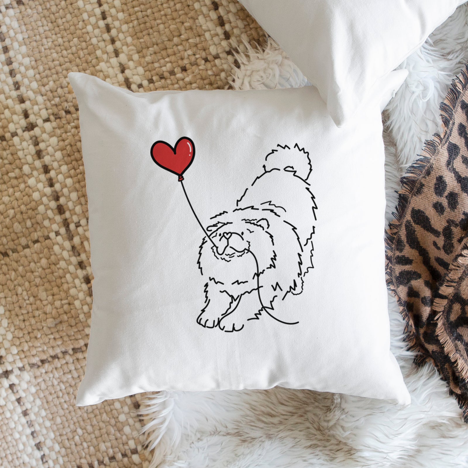 Chow Chow Heart String - Throw Pillow Cover