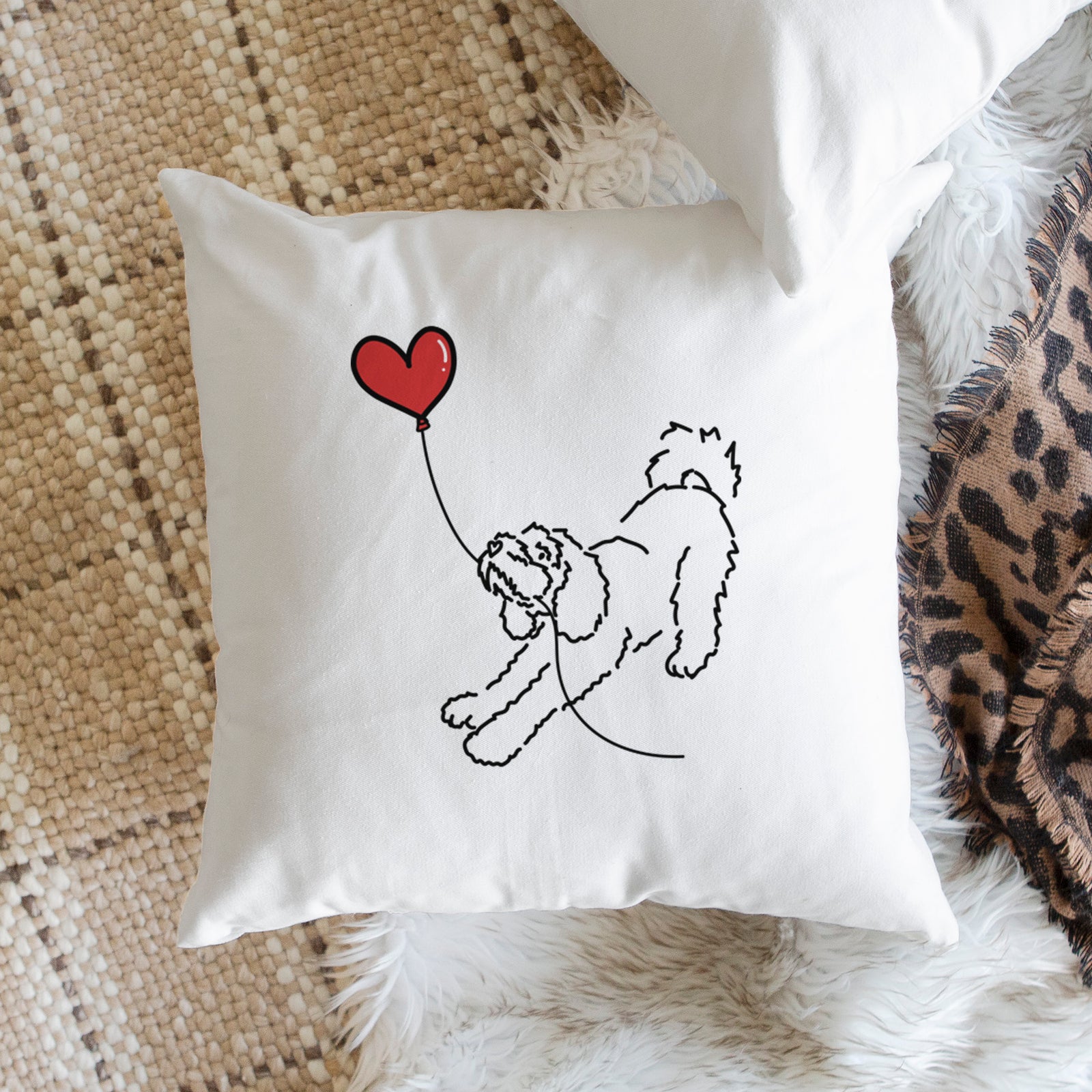 Cockapoo Heart String - Throw Pillow Cover
