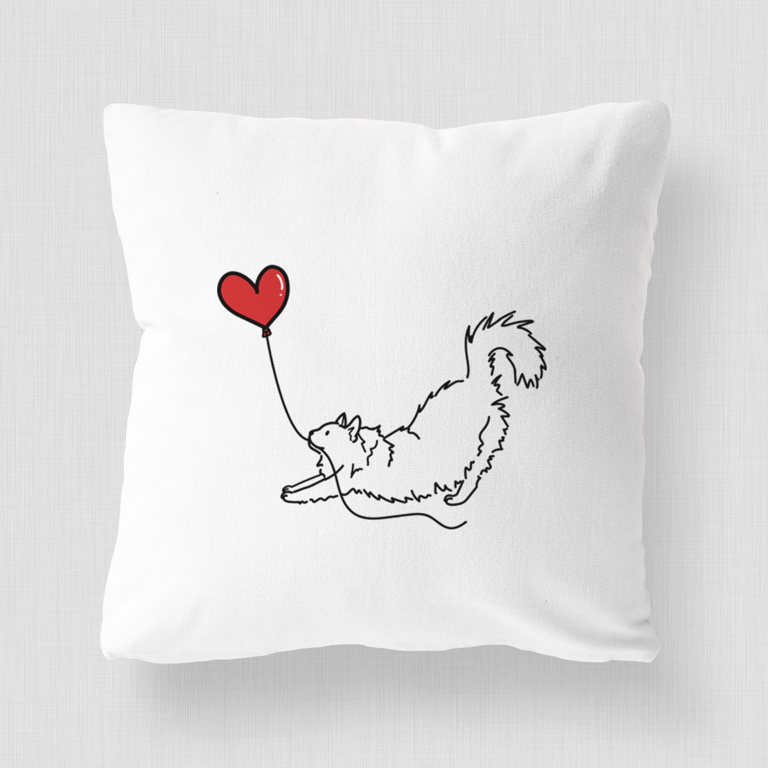 Domestic Long Hair Cat Heart String - Throw Pillow Cover