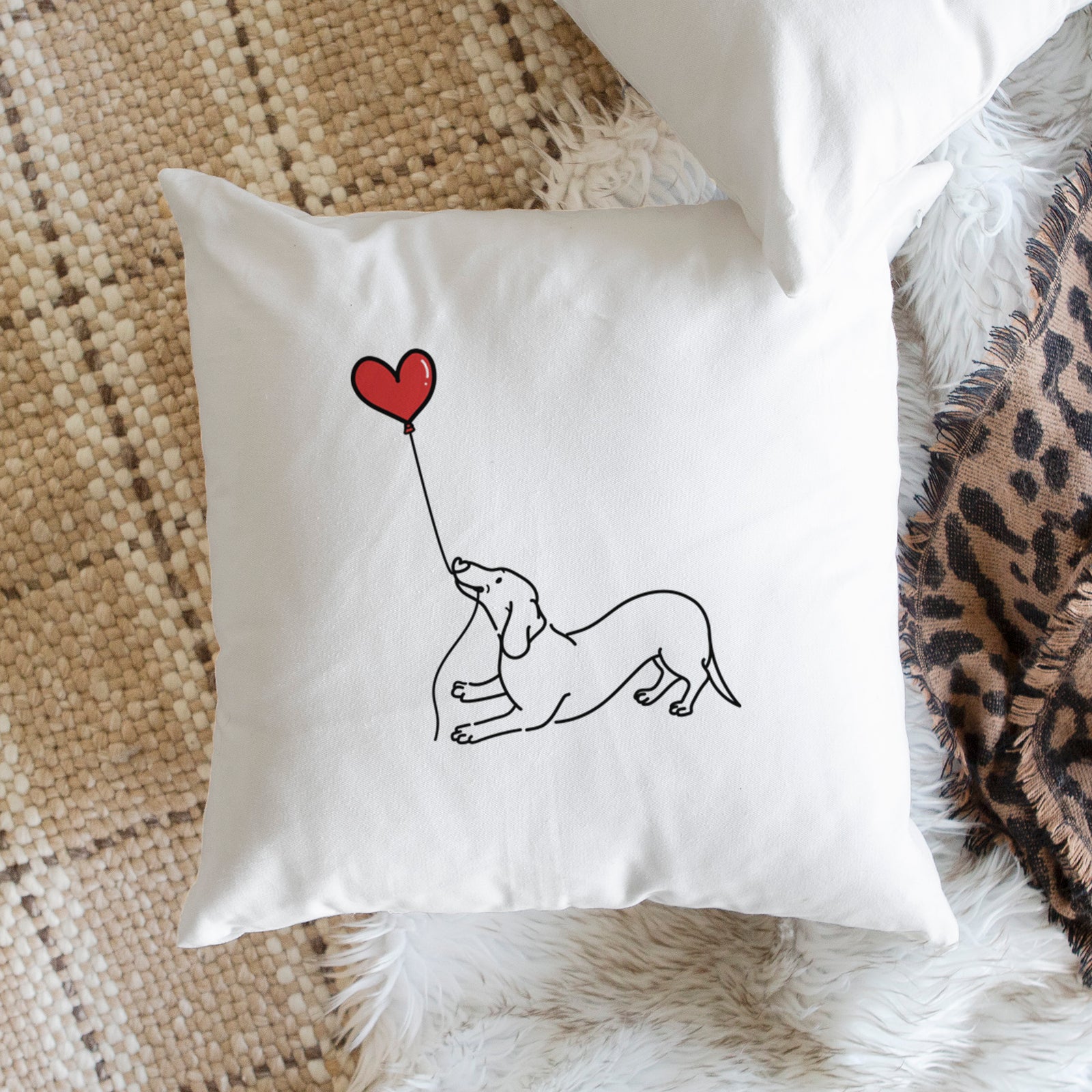 Dachshund Heart String - Throw Pillow Cover