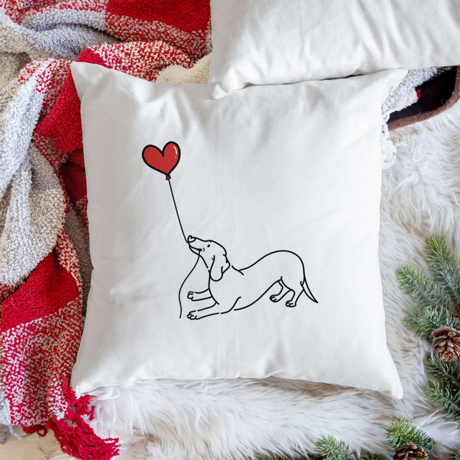 Dachshund Heart String - Throw Pillow Cover