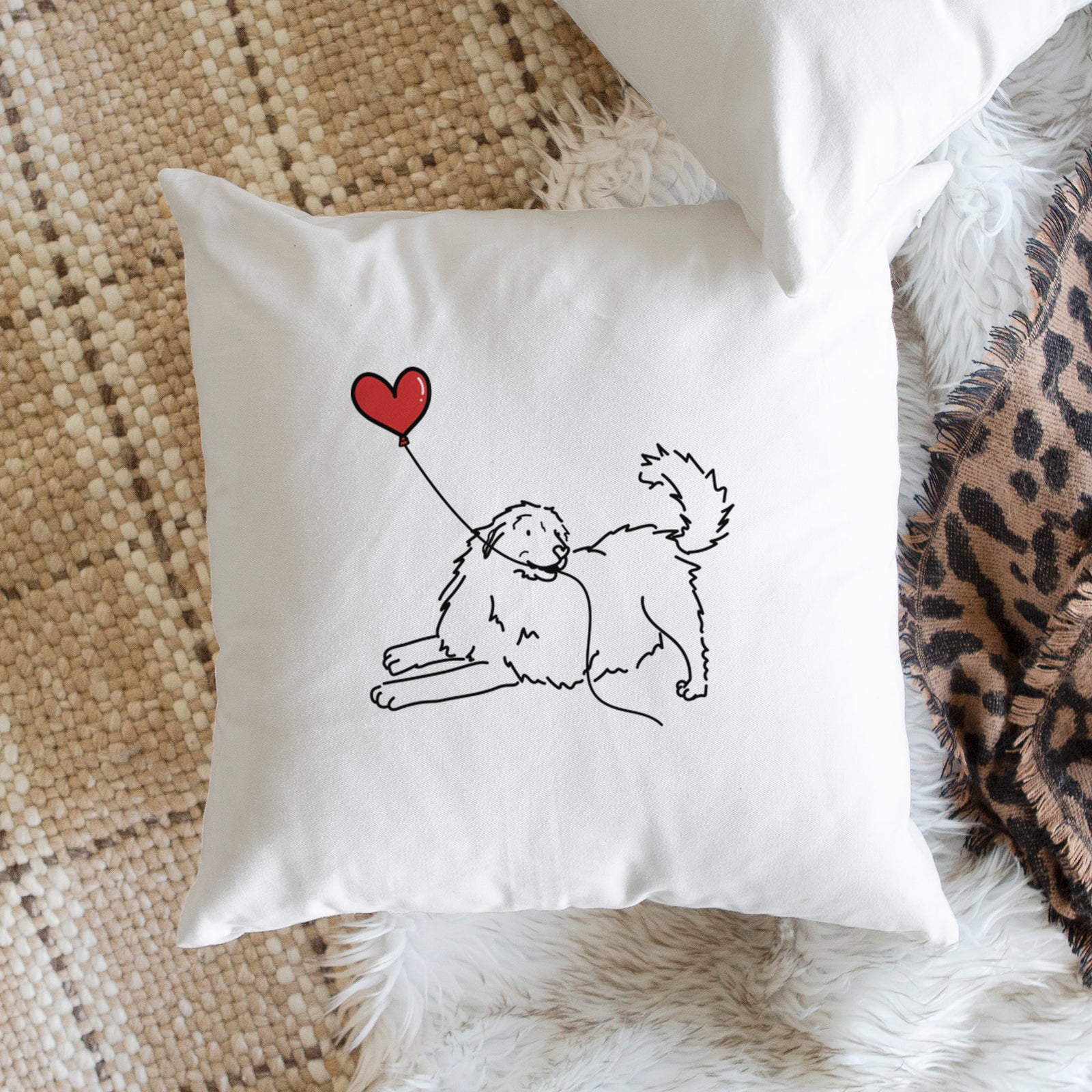 Great Pyrenees Heart String - Throw Pillow Cover