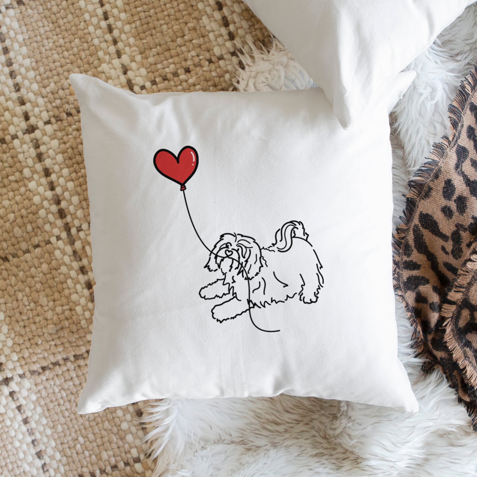 Havanese Heart String - Throw Pillow Cover