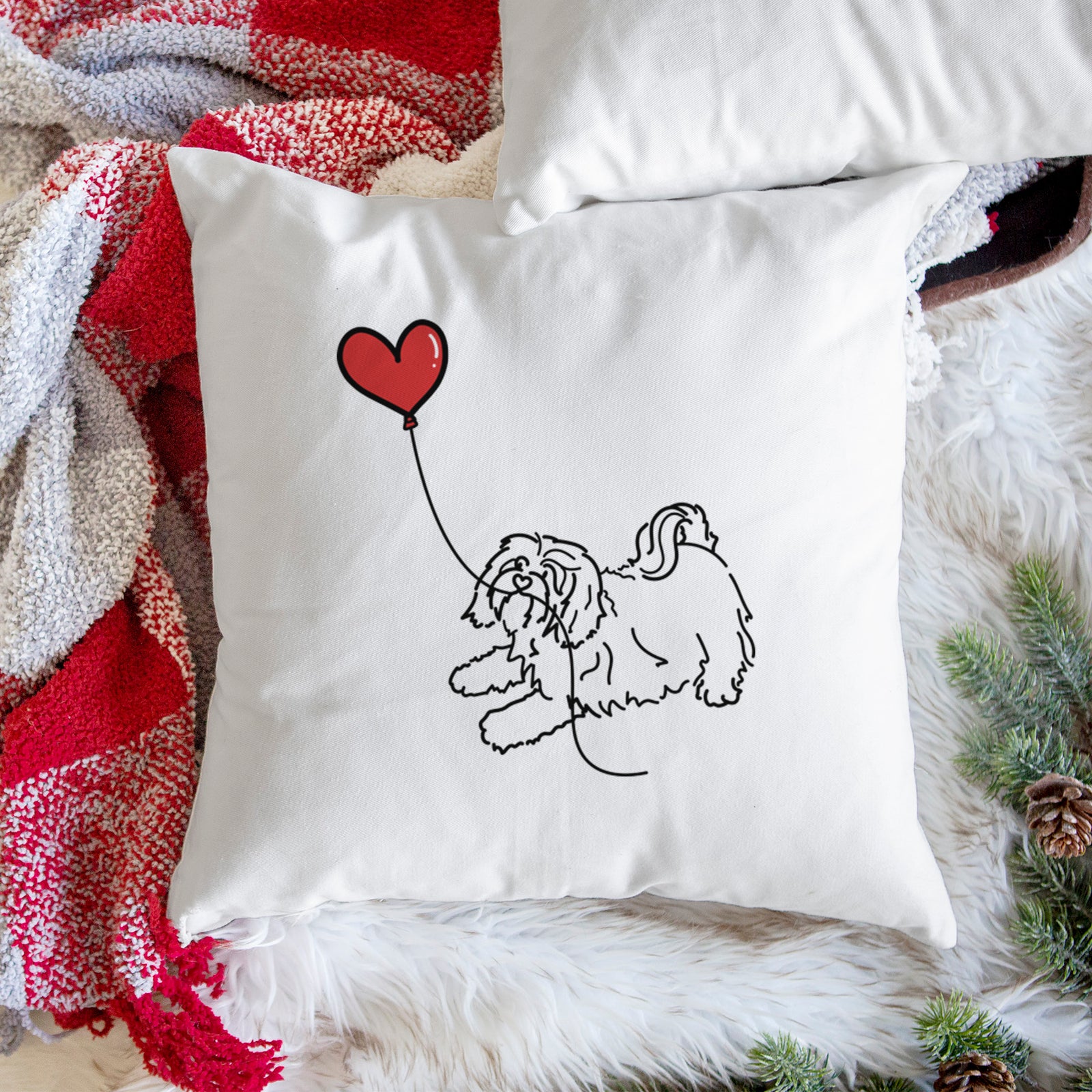 Havanese Heart String - Throw Pillow Cover