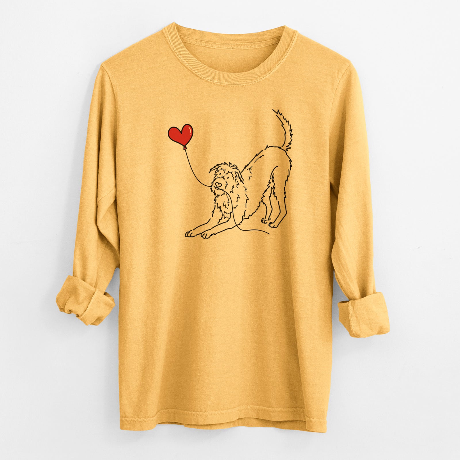 Irish Wolfhound Heart String - Men's Heavyweight 100% Cotton Long Sleeve