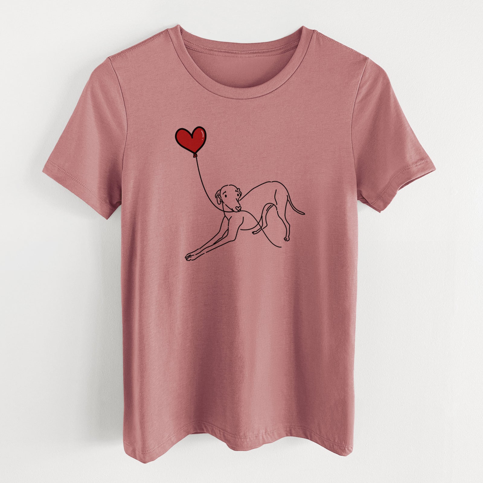Italian Greyhound Heart String- Women's Lightweight Relaxed Fit 100% Cotton Crewneck