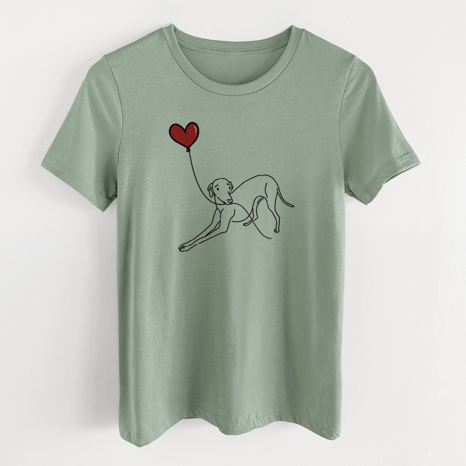 Italian Greyhound Heart String- Women's Lightweight Relaxed Fit 100% Cotton Crewneck
