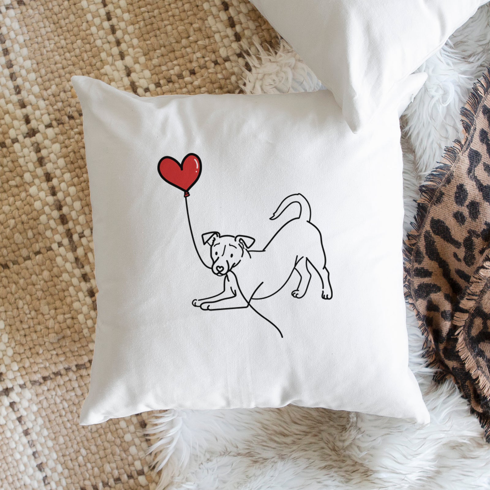 Jack Russell Terrier Heart String - Throw Pillow Cover