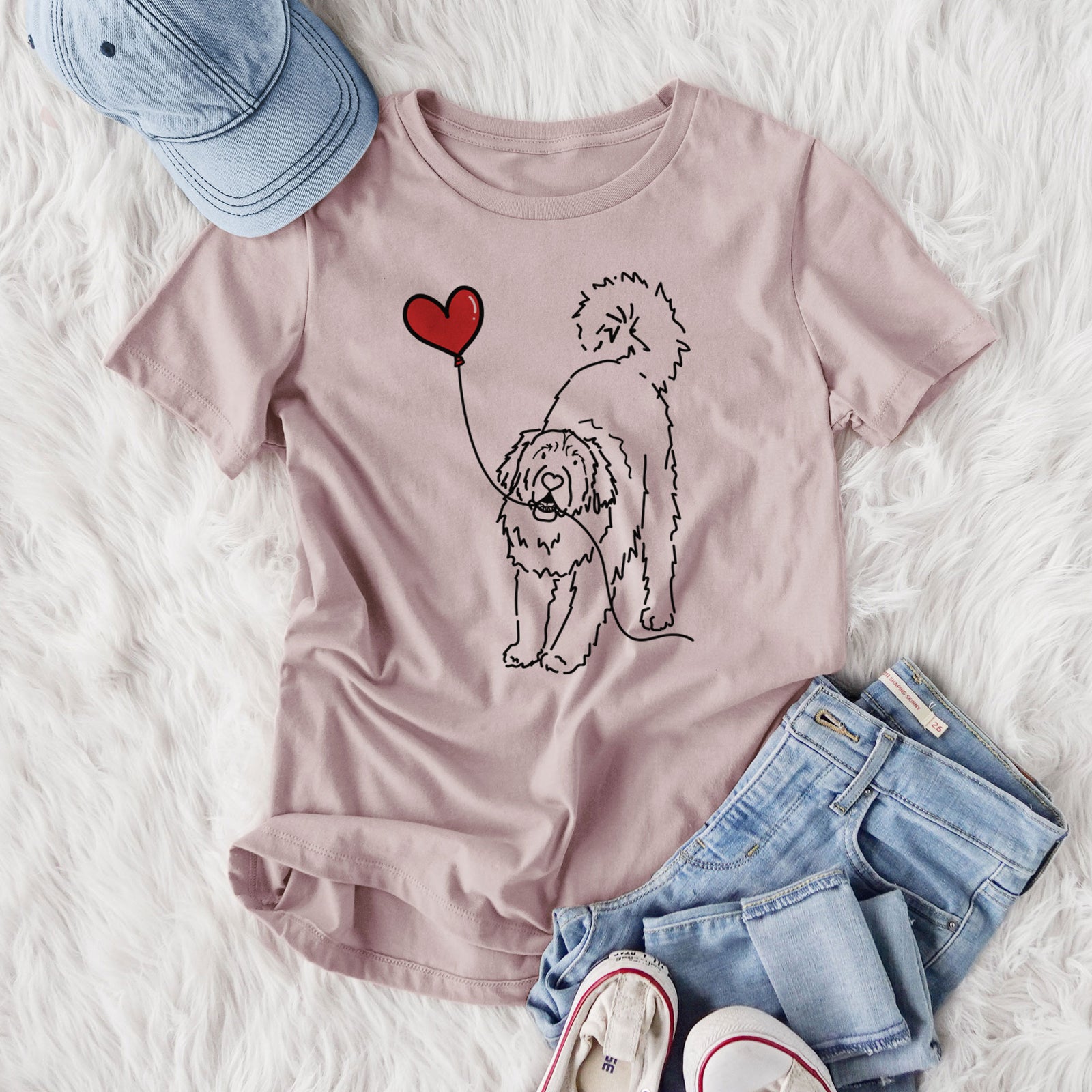 Leonberger Heart String- Women's Lightweight Relaxed Fit 100% Cotton Crewneck