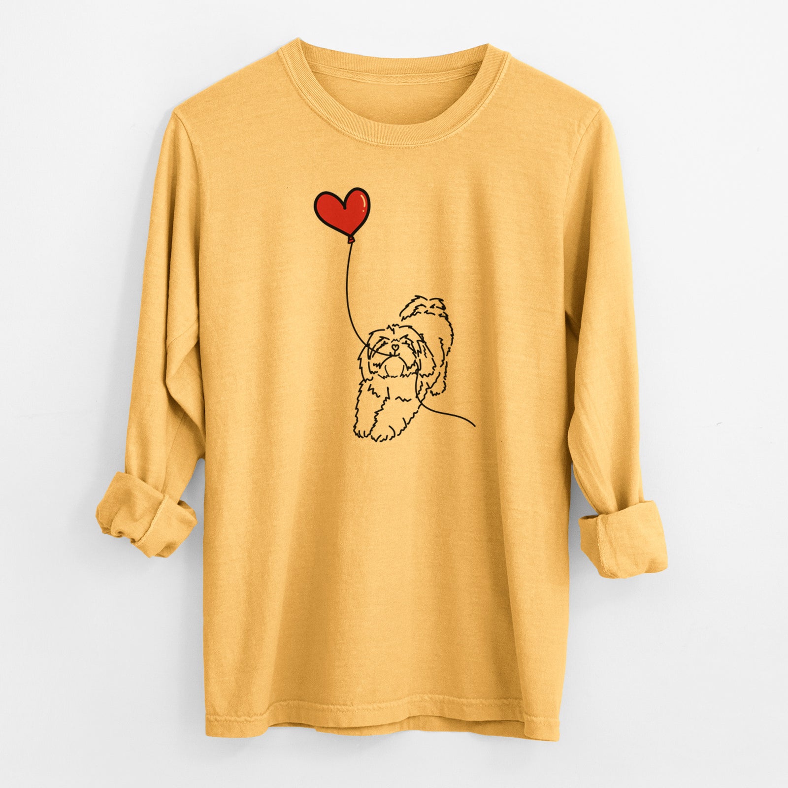 Lhasa Apso Heart String - Men's Heavyweight 100% Cotton Long Sleeve