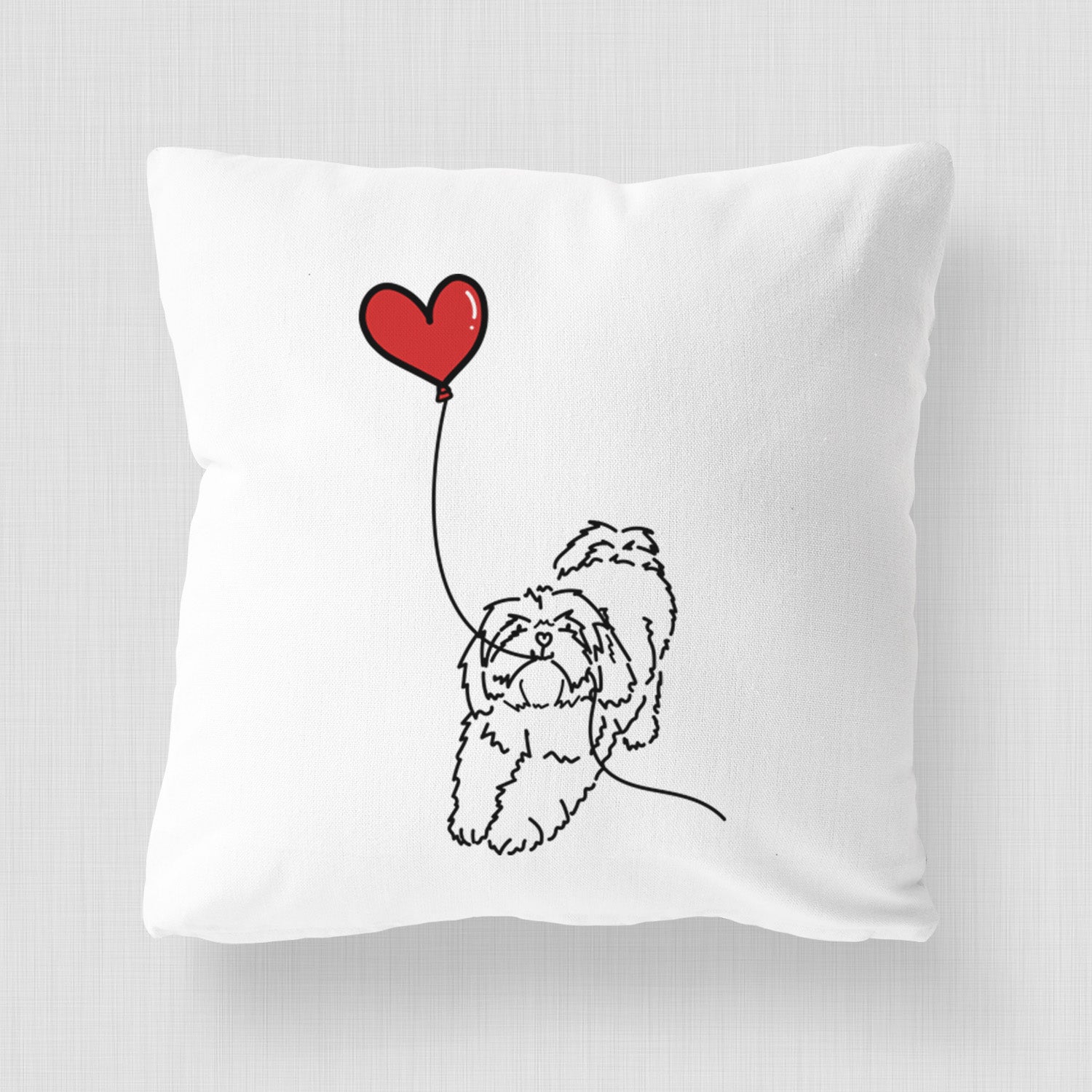 Lhasa Apso Heart String - Throw Pillow Cover