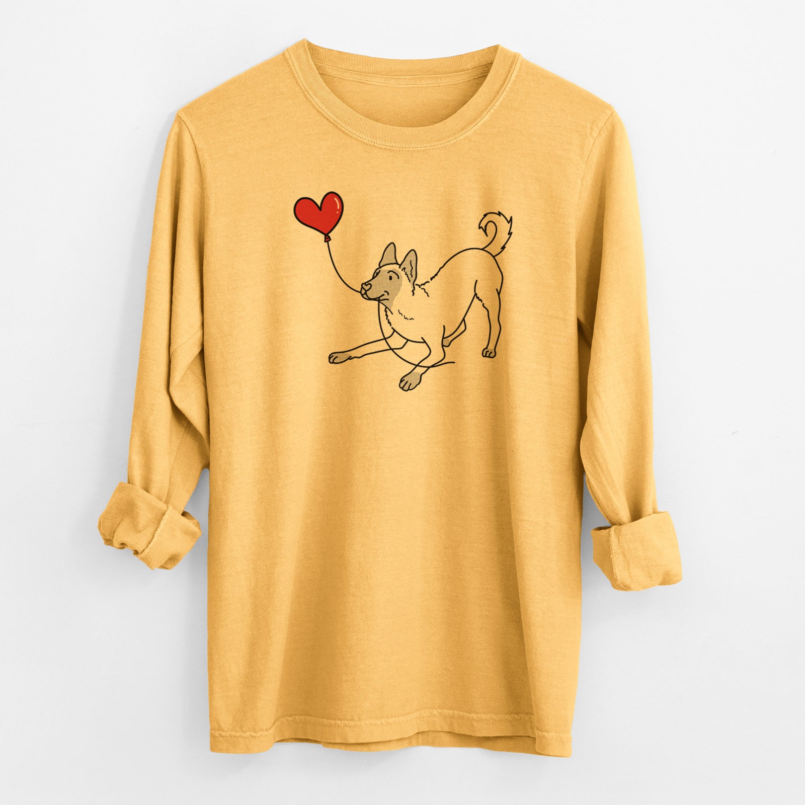 Belgian Malinois Heart String - Men's Heavyweight 100% Cotton Long Sleeve