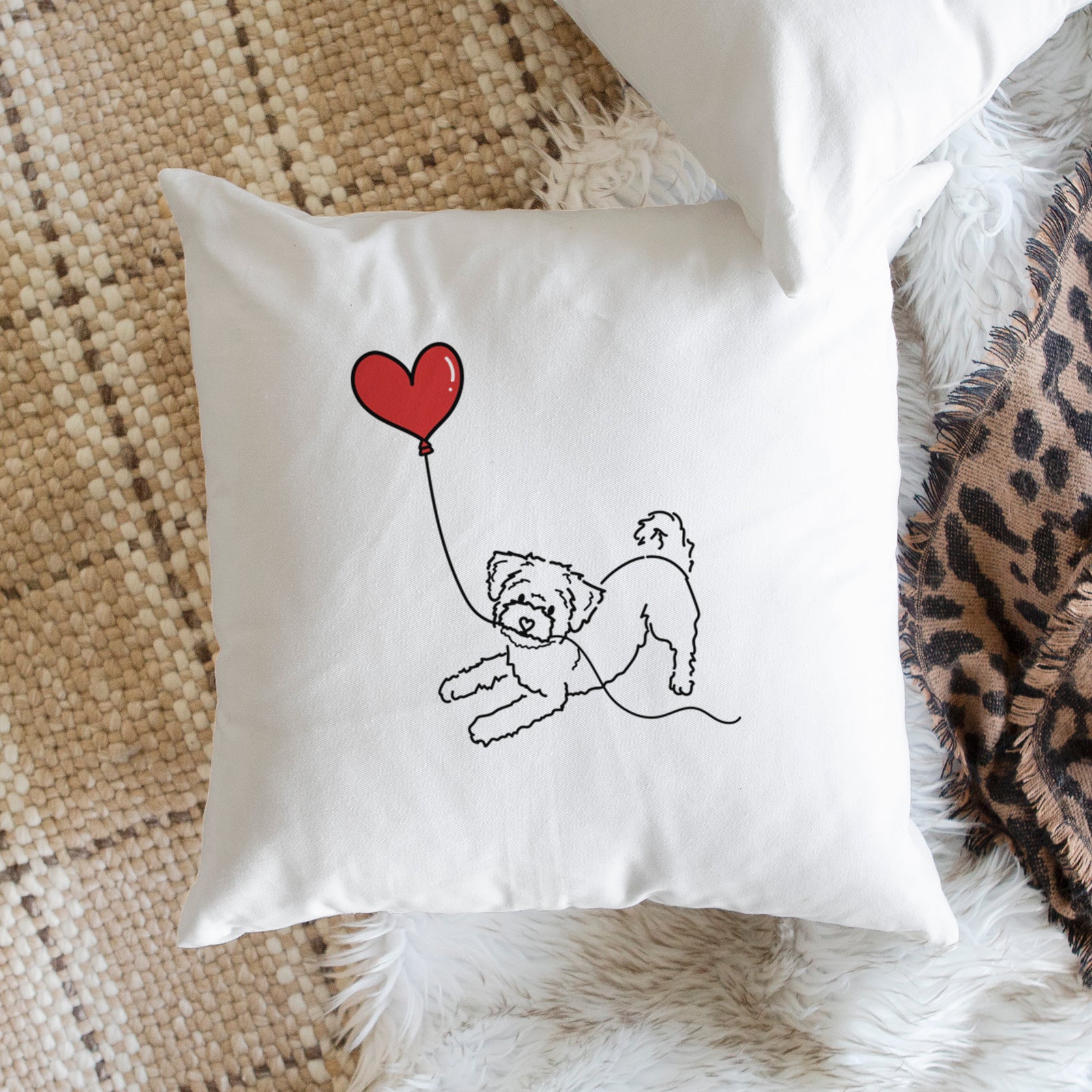Morkie Heart String - Throw Pillow Cover