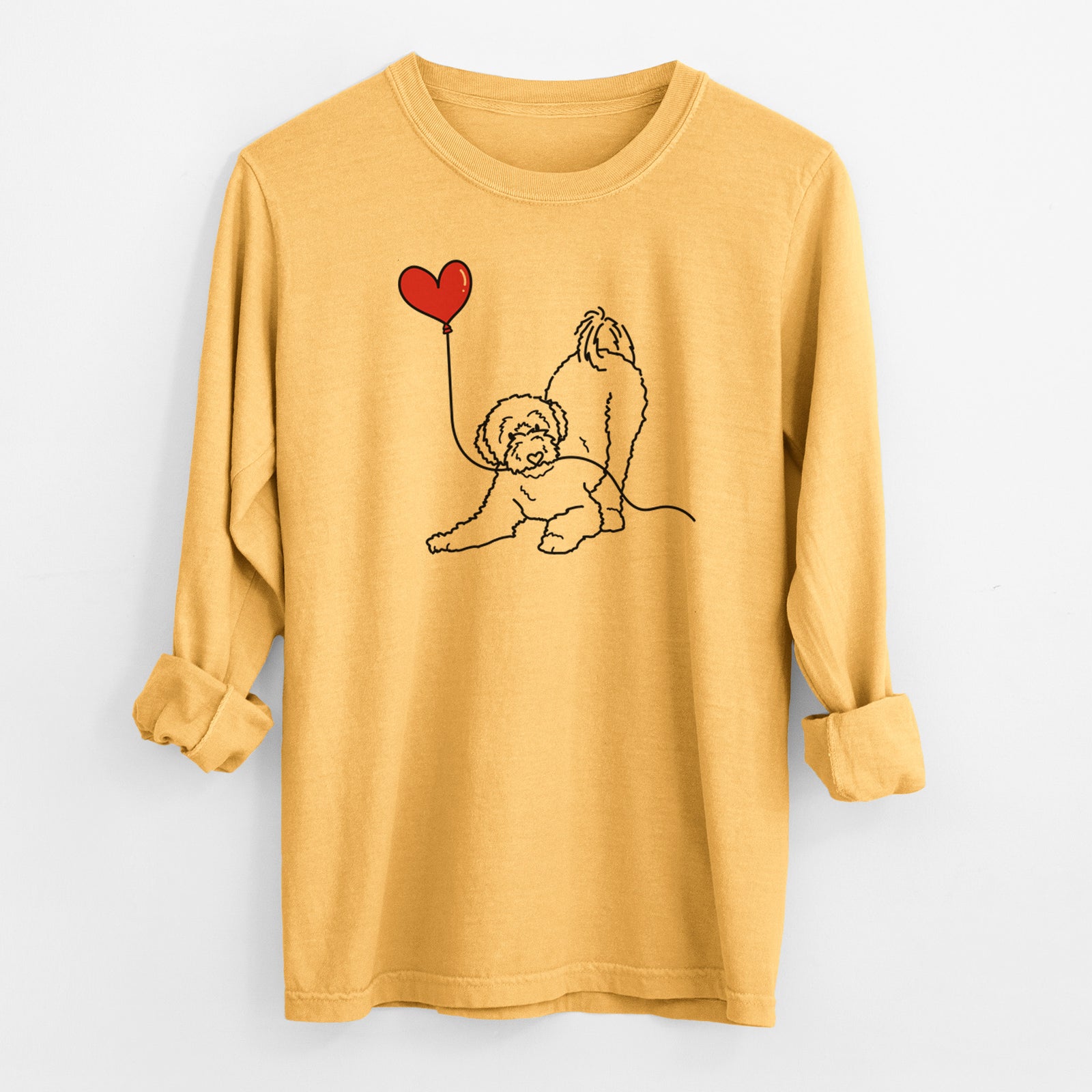 Portuguese Water Dog Heart String - Men's Heavyweight 100% Cotton Long Sleeve