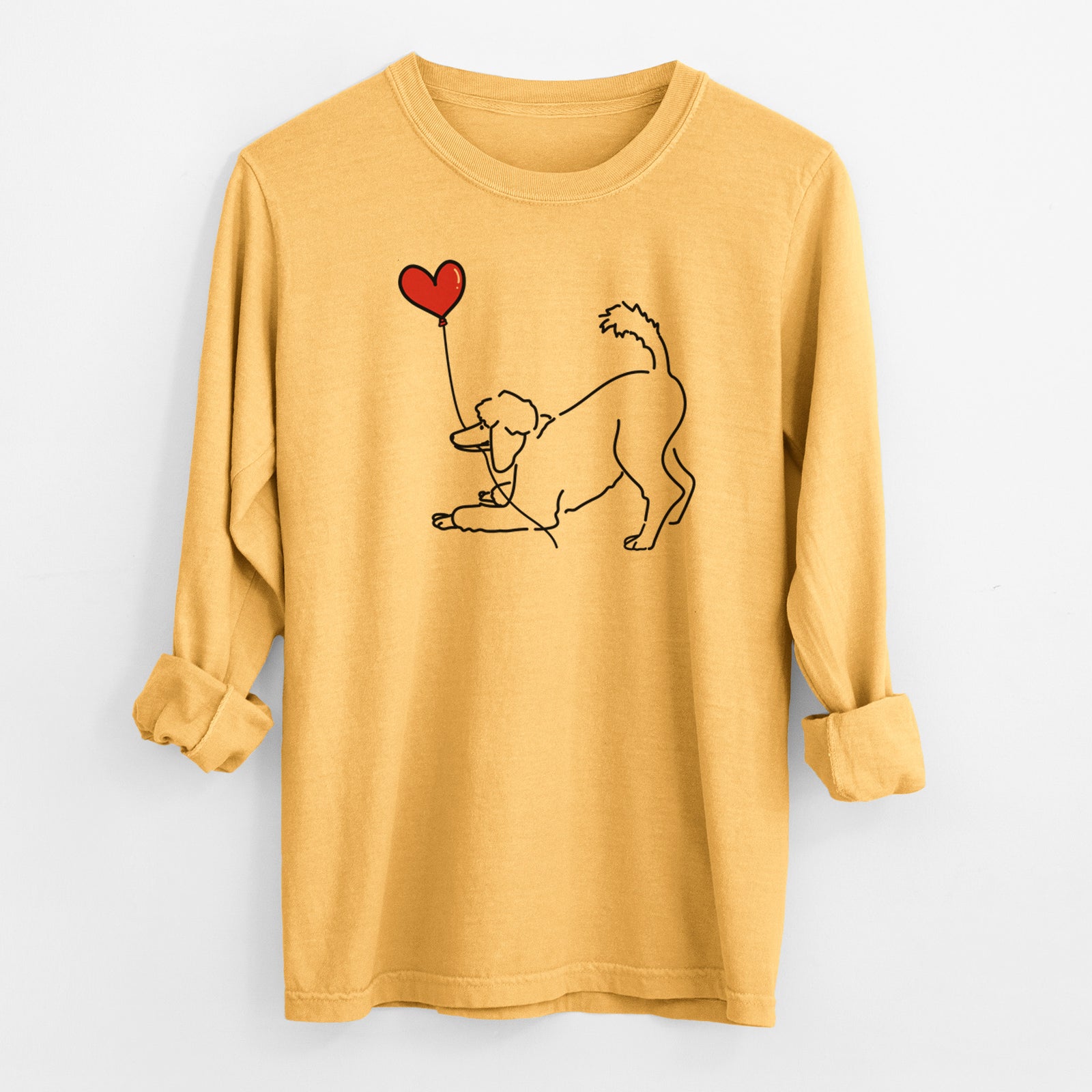Standard Poodle Heart String - Men's Heavyweight 100% Cotton Long Sleeve