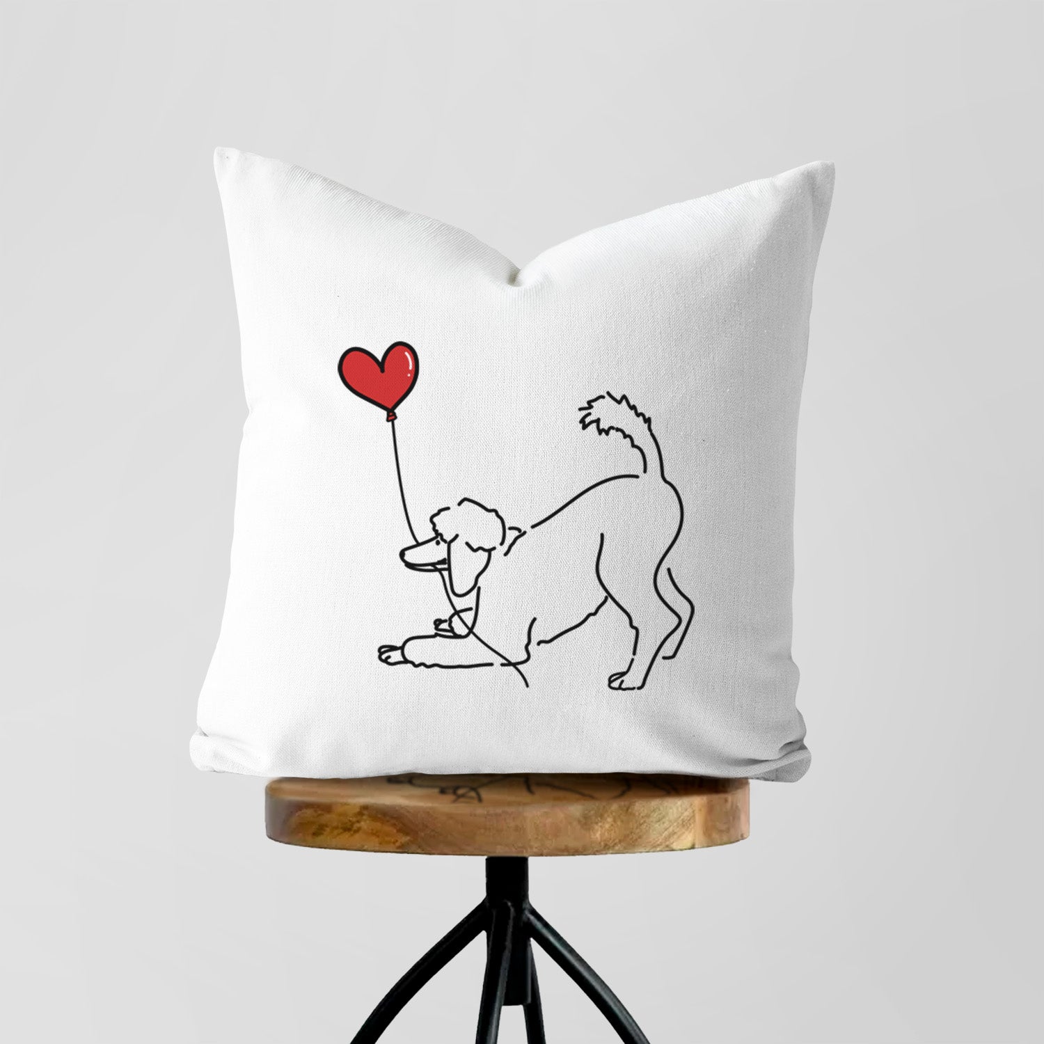 Standard Poodle Heart String - Throw Pillow Cover