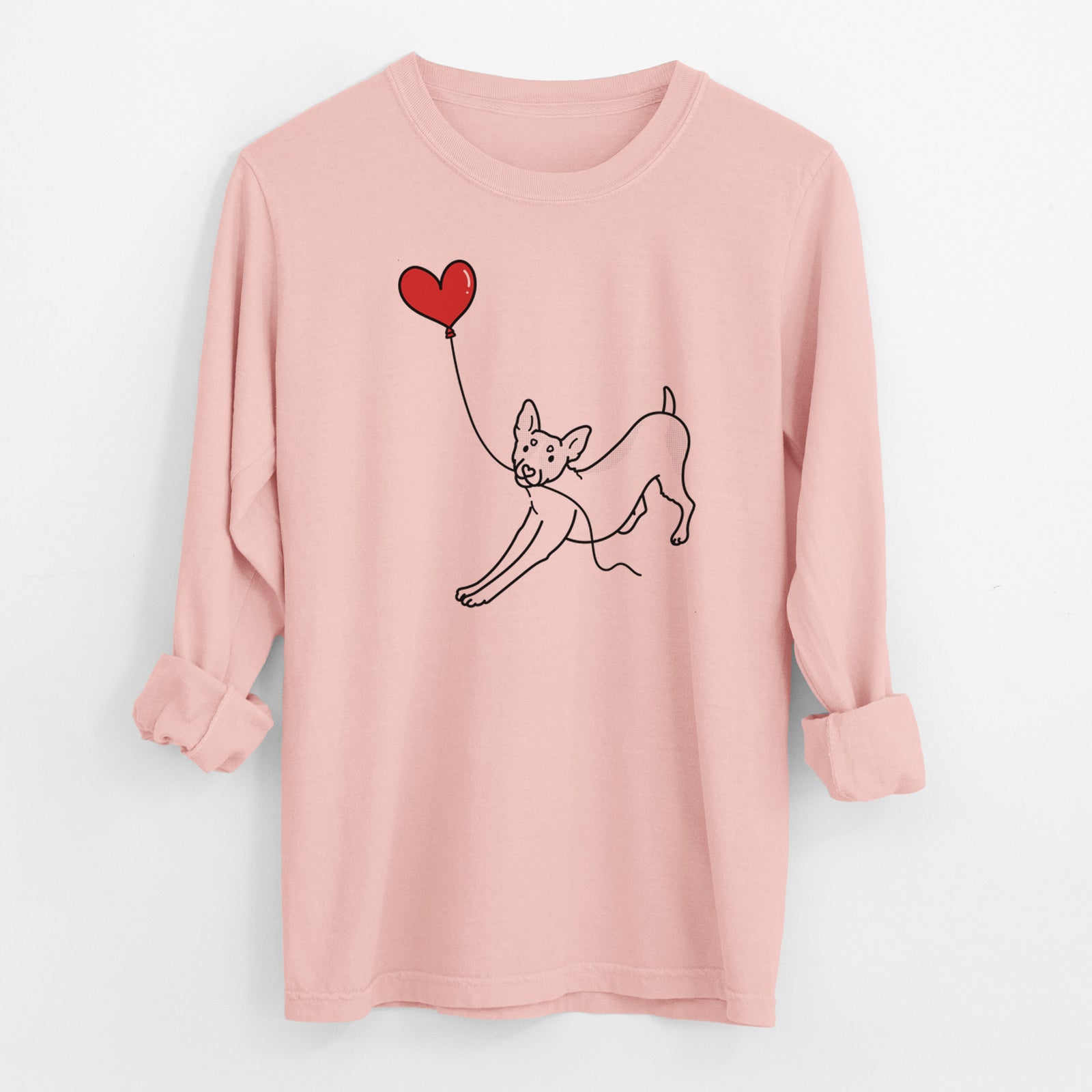 Rat Terrier Heart String - Men's Heavyweight 100% Cotton Long Sleeve