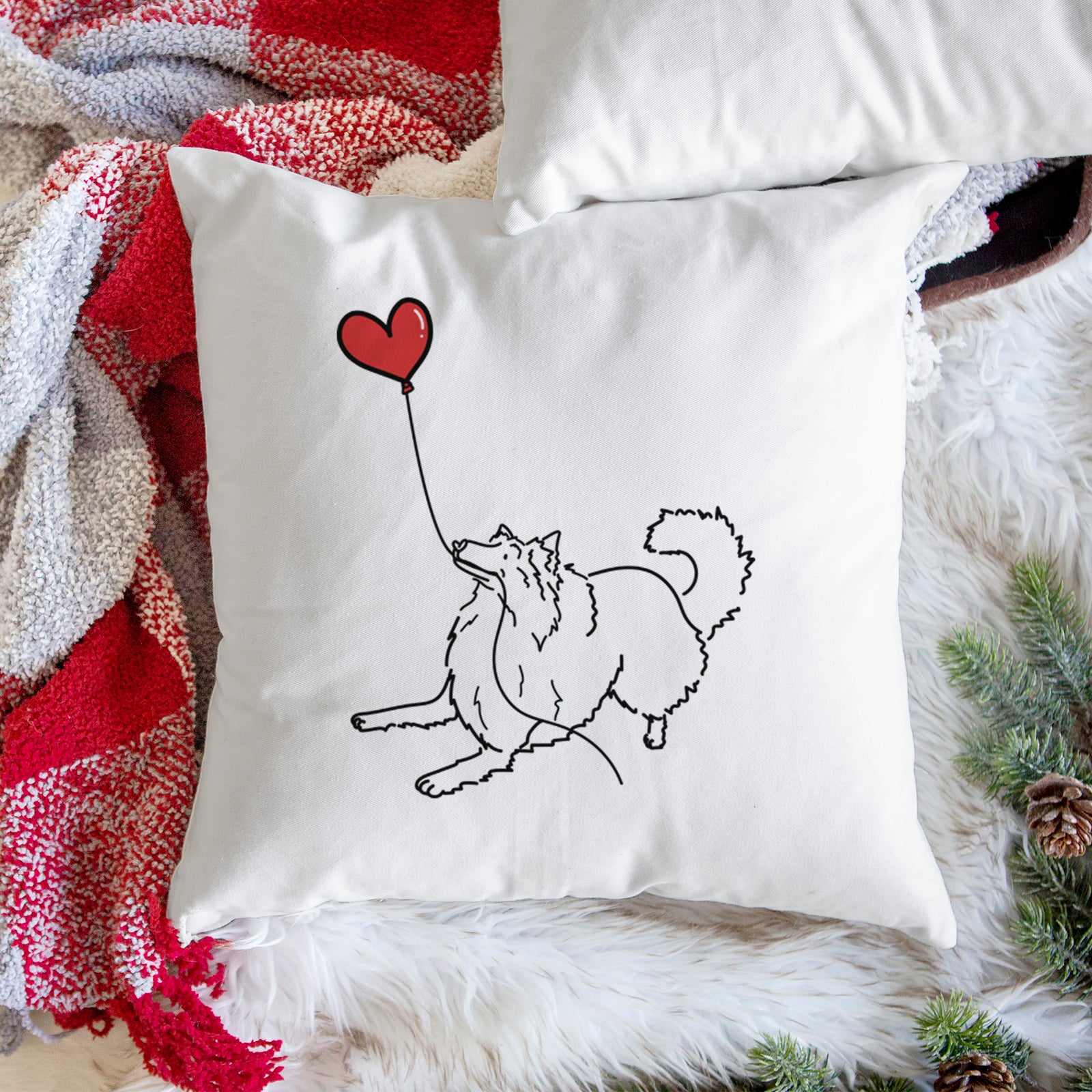 Rough Collie Heart String - Throw Pillow Cover