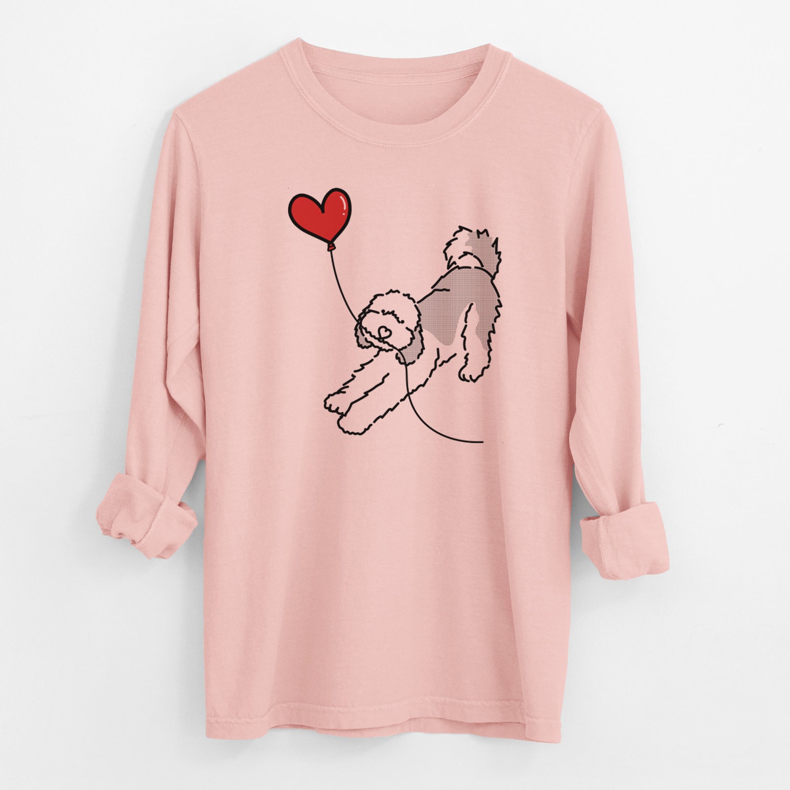 Sheepadoodle Heart String - Men's Heavyweight 100% Cotton Long Sleeve
