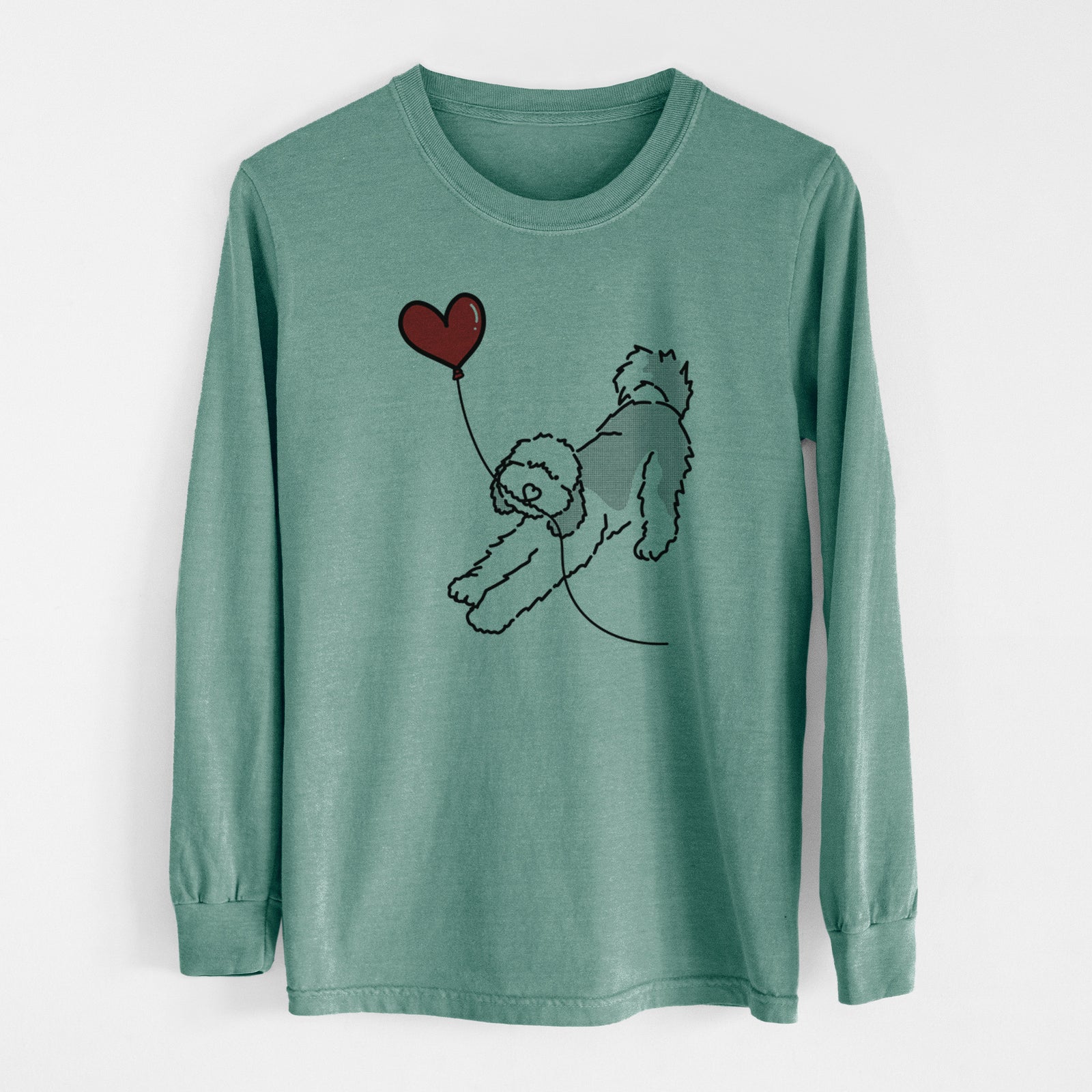 Sheepadoodle Heart String - Men's Heavyweight 100% Cotton Long Sleeve