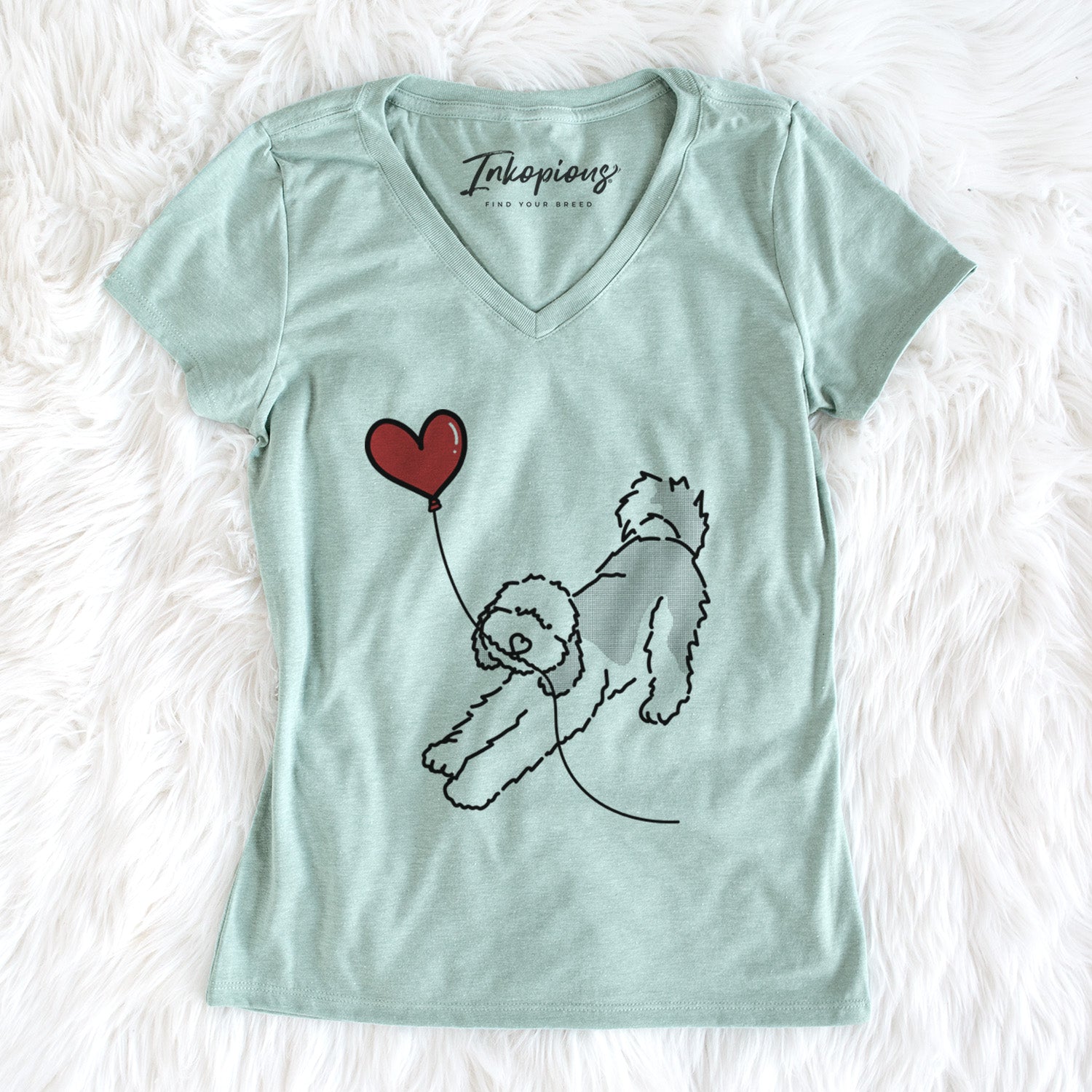 Sheepadoodle Heart String - Women's Perfect V-neck Shirt