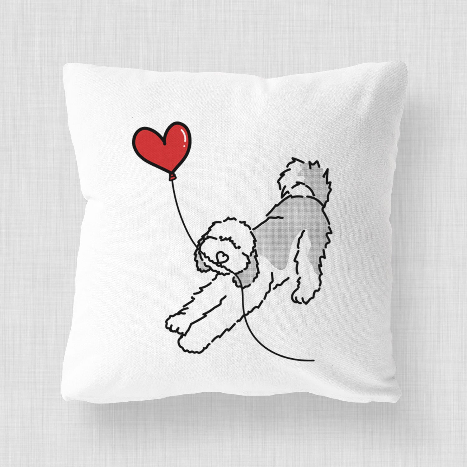 Sheepadoodle Heart String - Throw Pillow Cover
