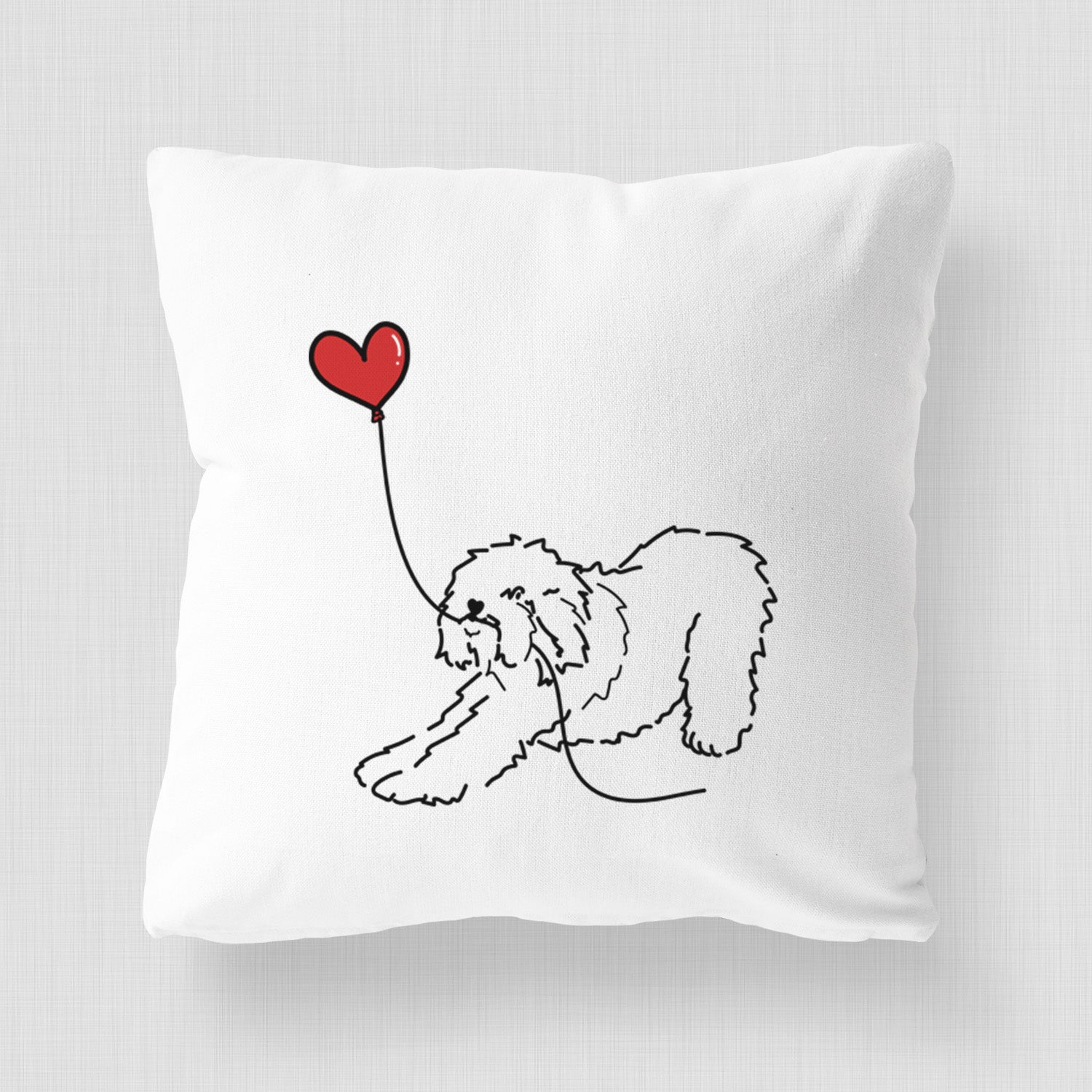 Old English Sheepdog Heart String - Throw Pillow Cover
