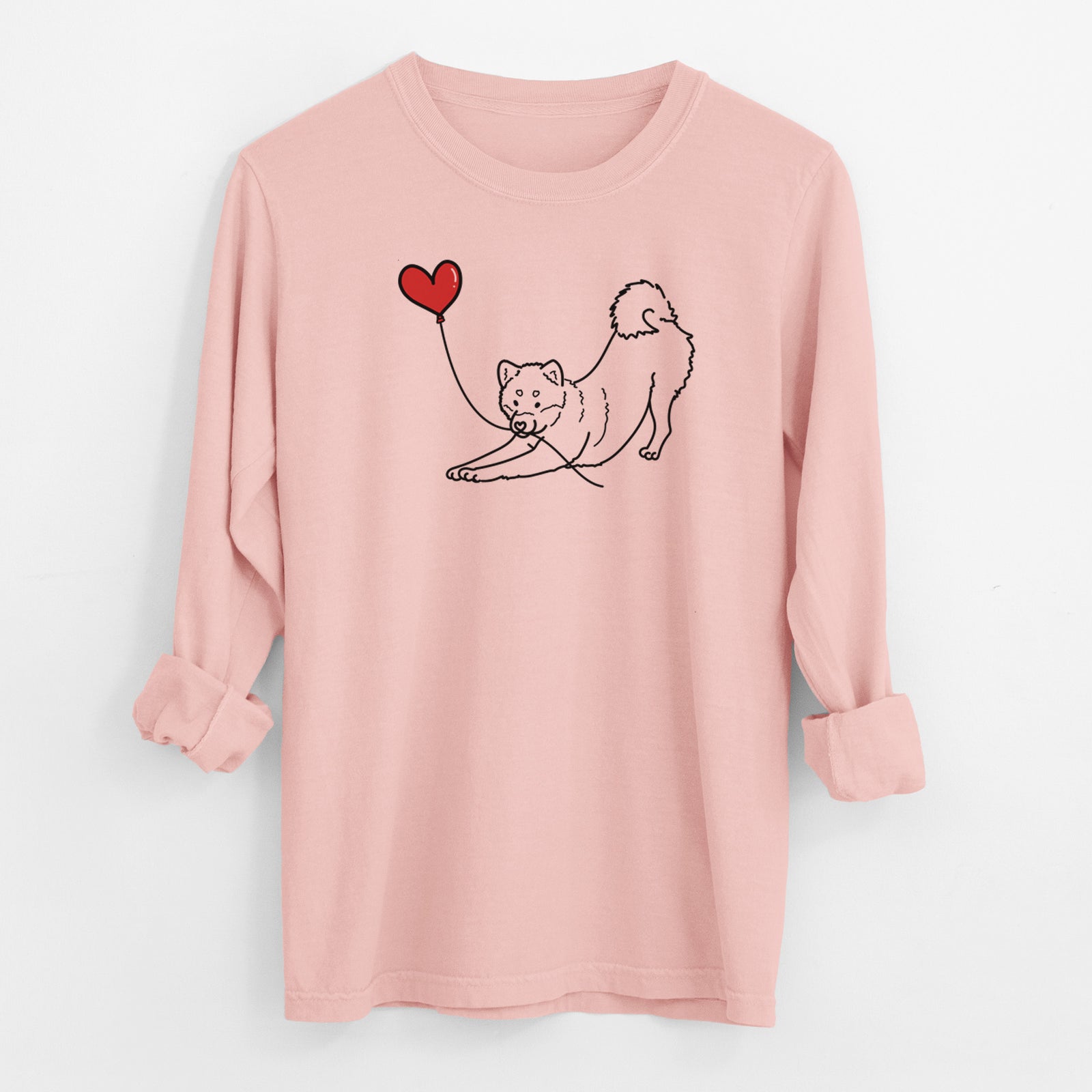 Shiba Inu Heart String - Men's Heavyweight 100% Cotton Long Sleeve