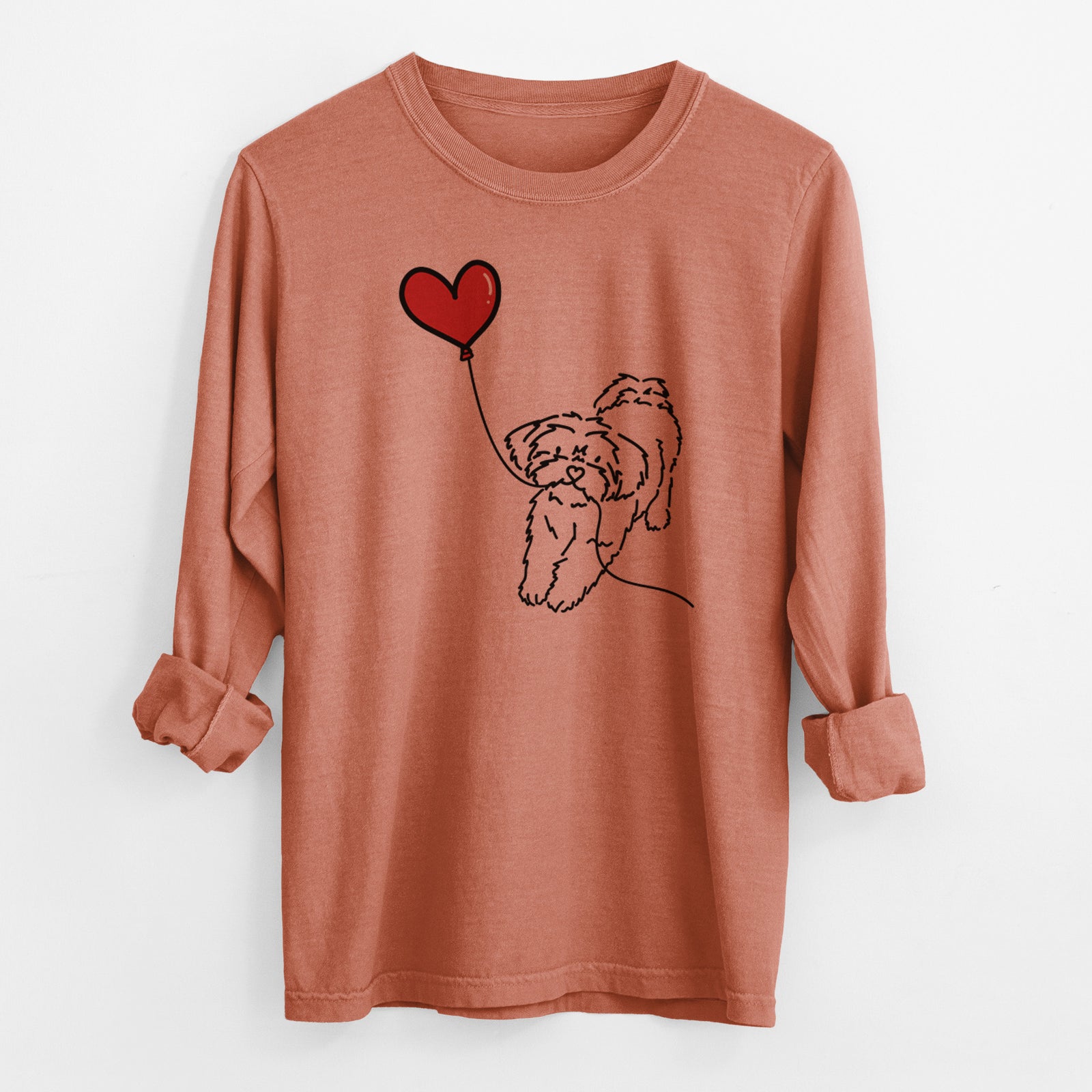 Shorkie Heart String - Men's Heavyweight 100% Cotton Long Sleeve
