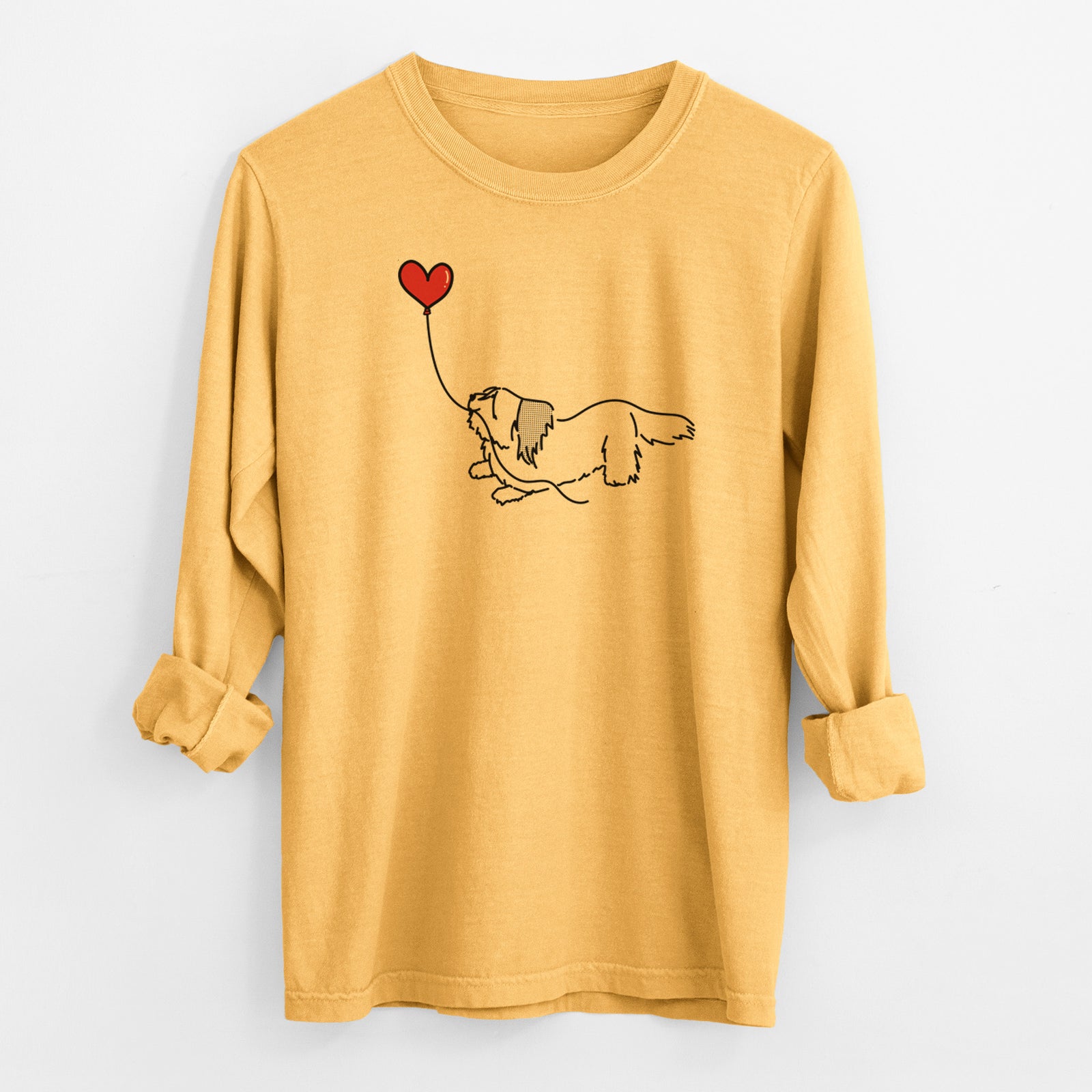 Skye Terrier Heart String - Men's Heavyweight 100% Cotton Long Sleeve