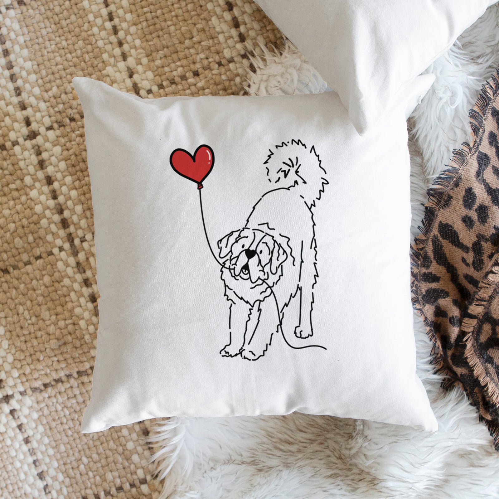 Saint Bernard Heart String - Throw Pillow Cover