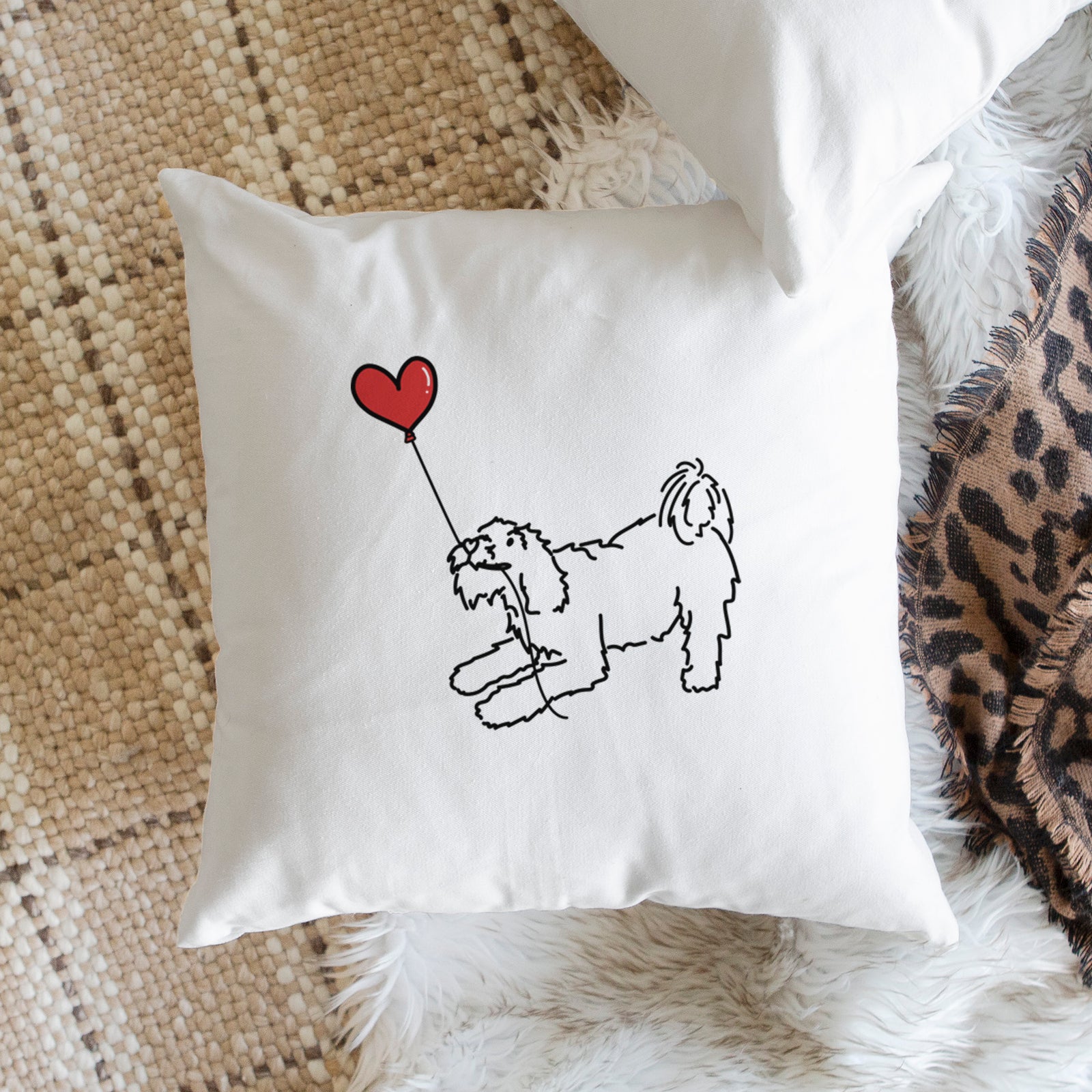 Terrier Mix Heart String - Throw Pillow Cover