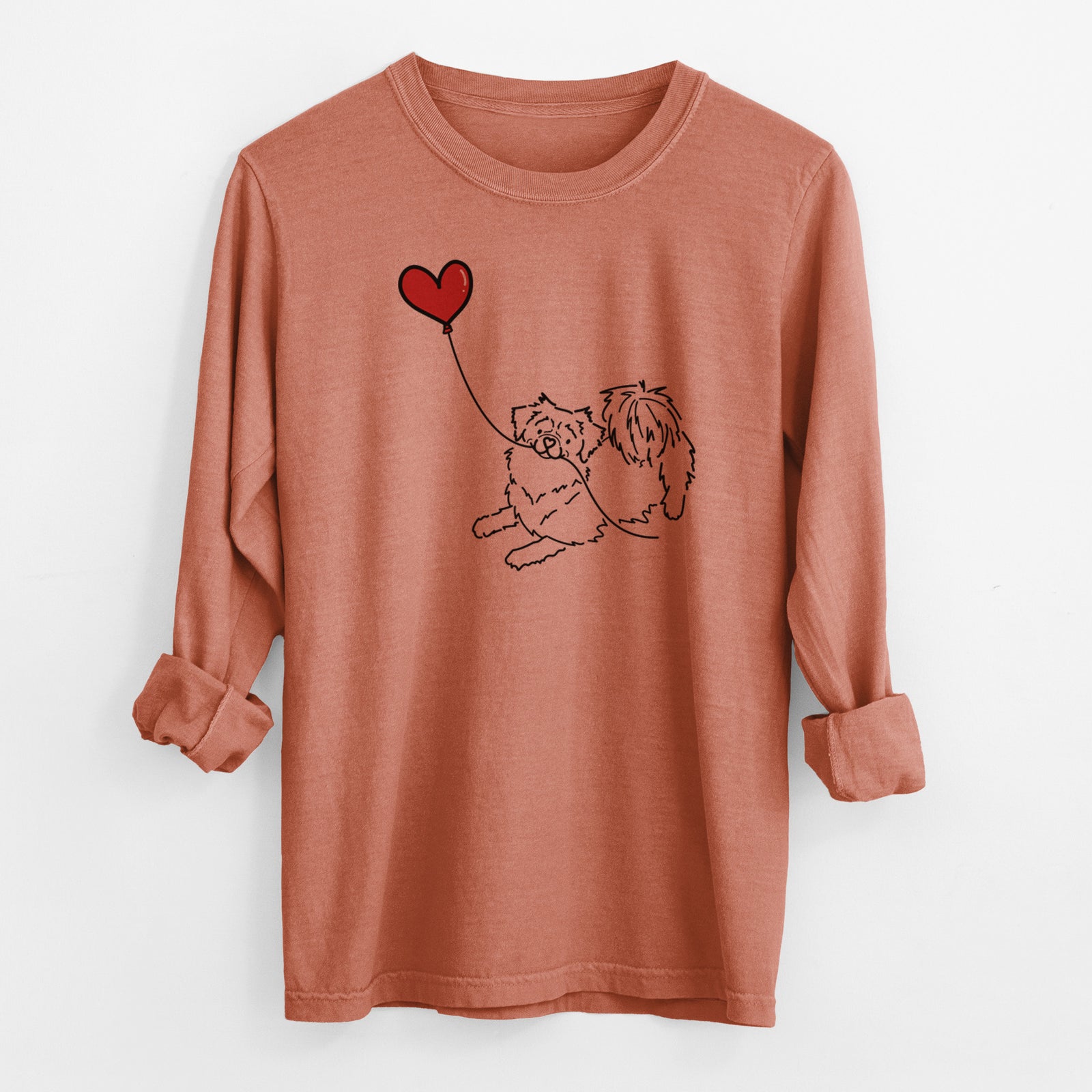 Tibetan Spaniel Heart String - Men's Heavyweight 100% Cotton Long Sleeve