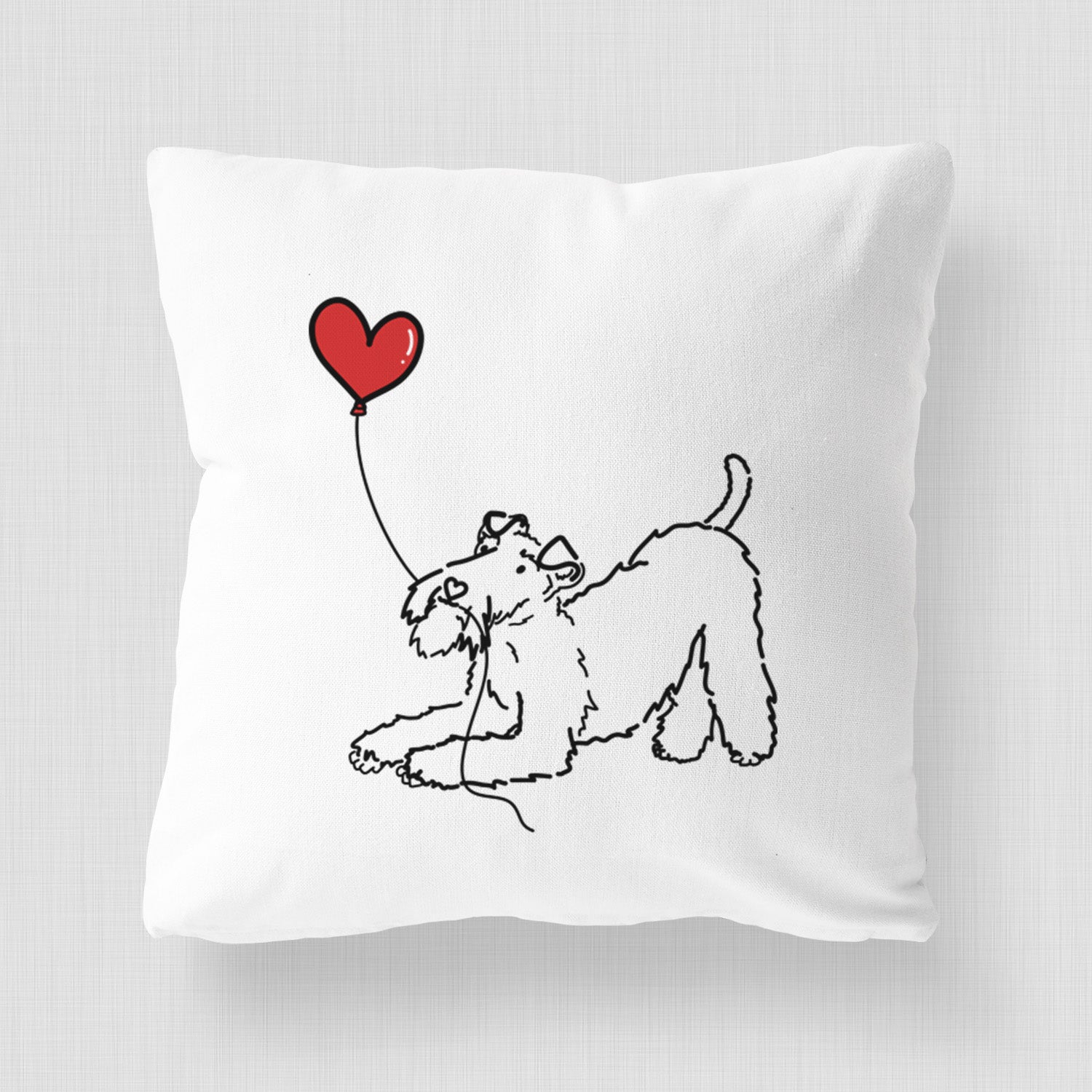Wire Fox Terrier Heart String - Throw Pillow Cover