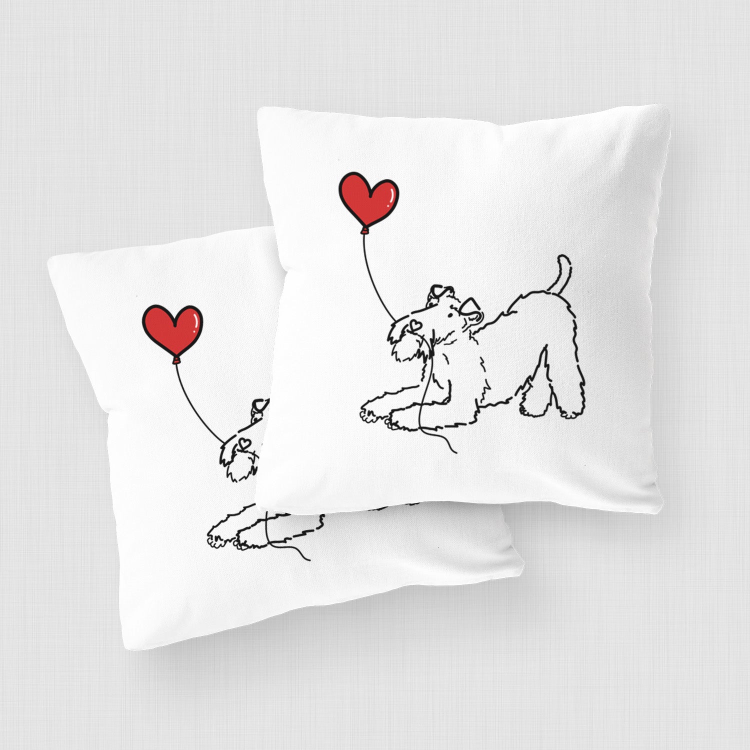 Wire Fox Terrier Heart String - Throw Pillow Cover