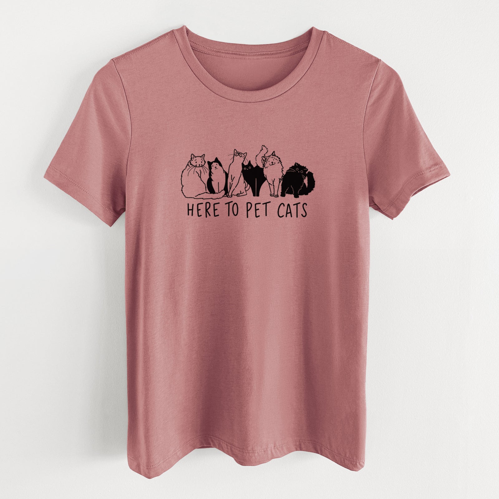 Here to Pet Cats - Women's Lightweight Relaxed Fit 100% Cotton Crewneck