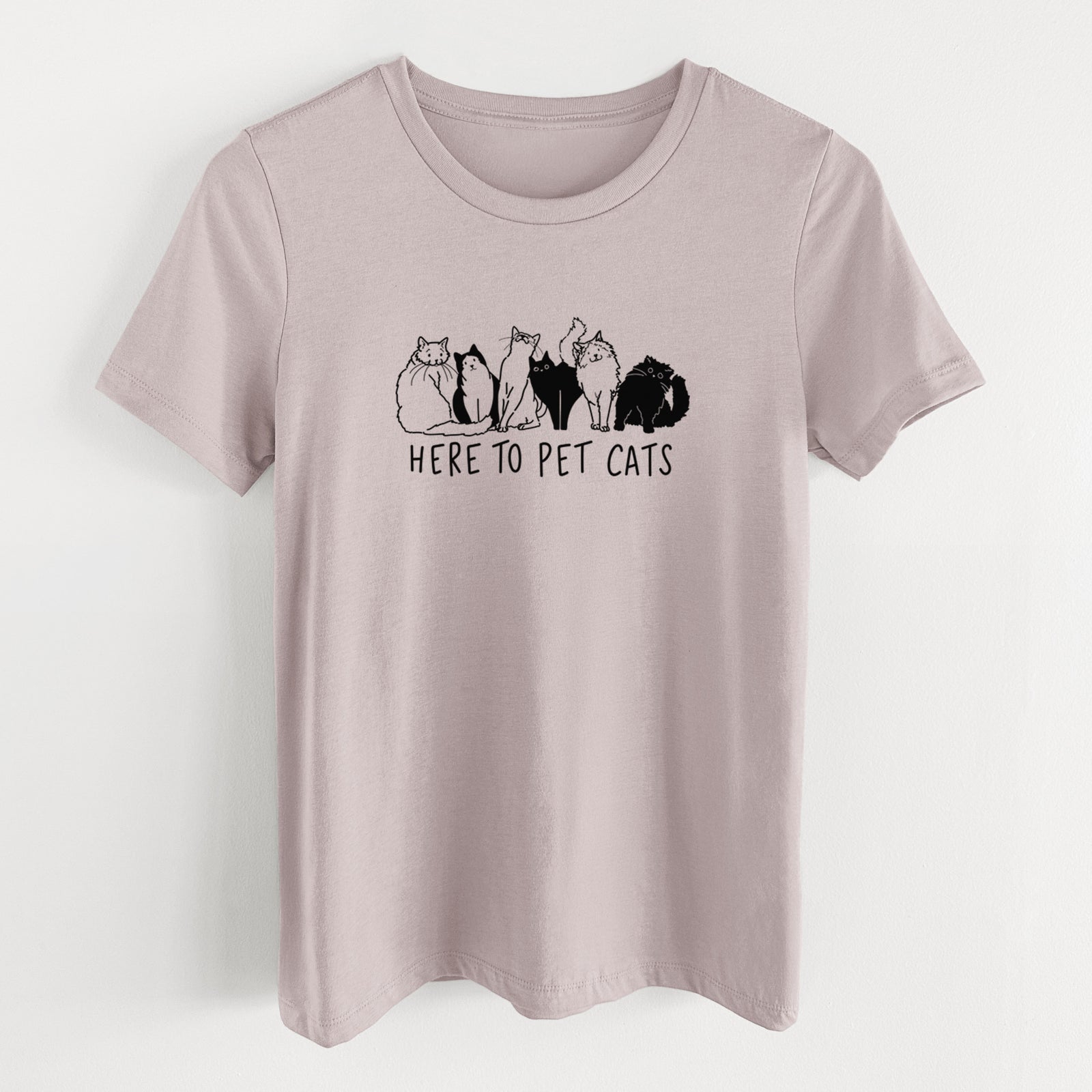 Here to Pet Cats - Women's Lightweight Relaxed Fit 100% Cotton Crewneck