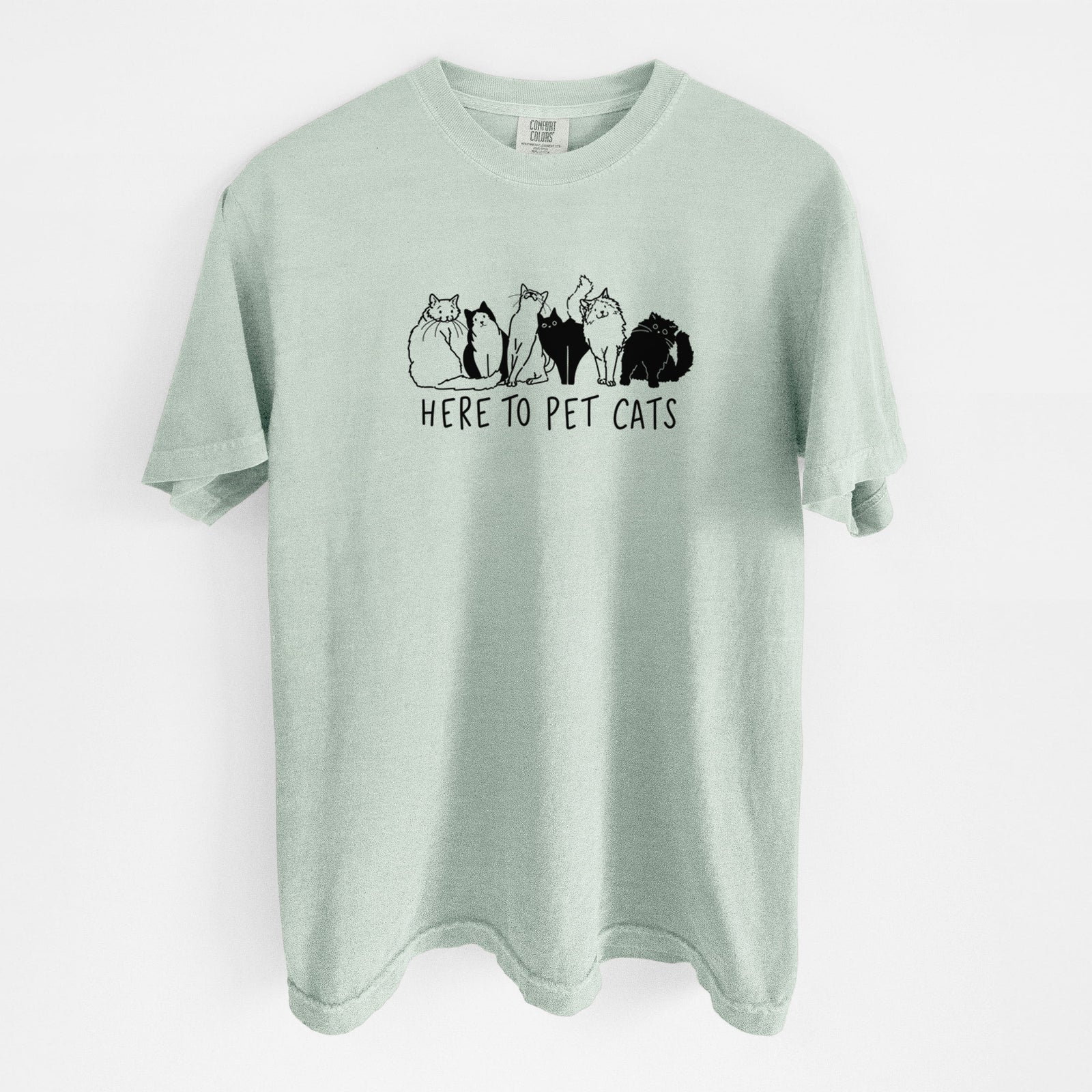 Here to Pet Cats - Unisex Comfort Colors Garment-Dyed Heavyweight T-shirt in Bay