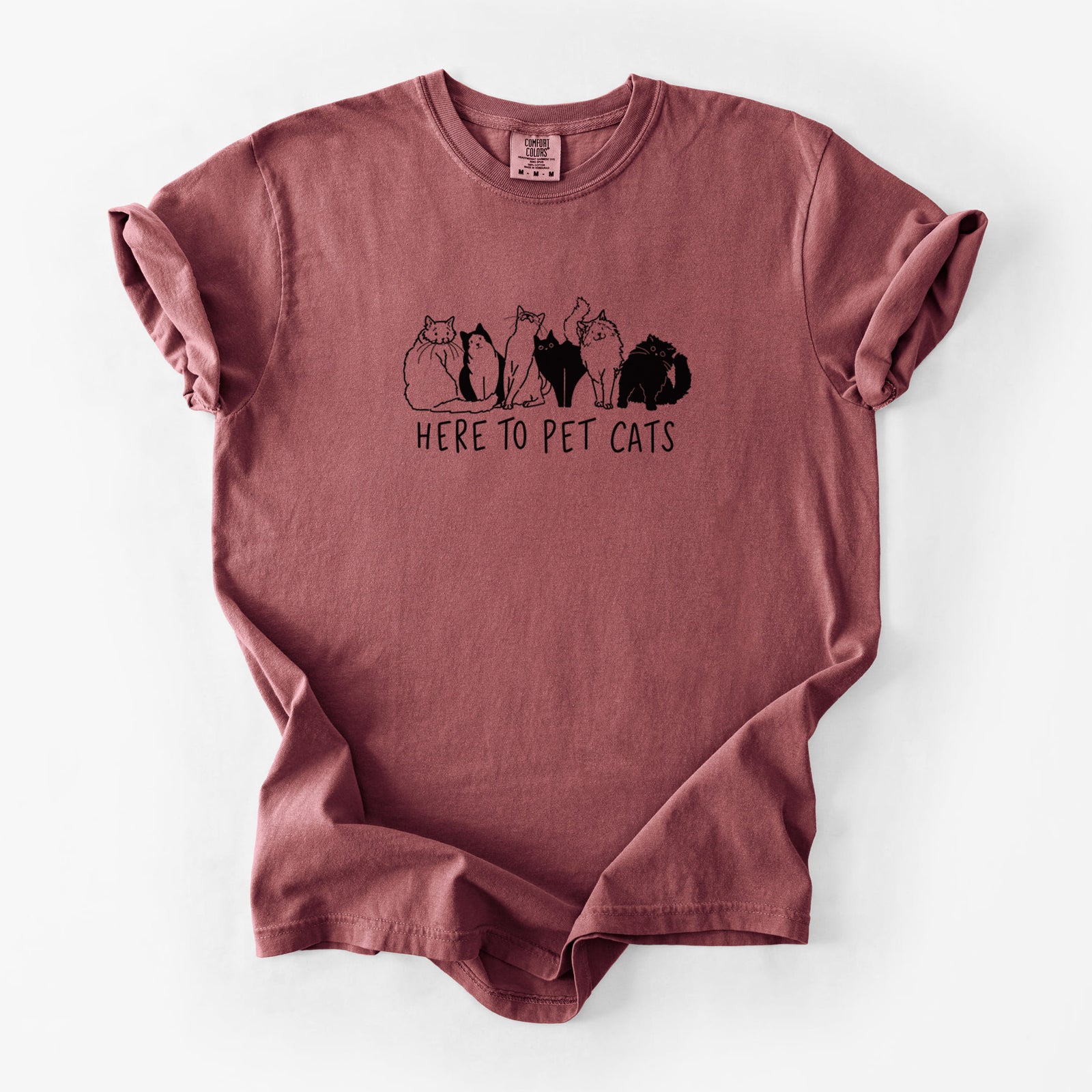 Here to Pet Cats - Unisex Comfort Colors Garment-Dyed Heavyweight T-shirt in Brick