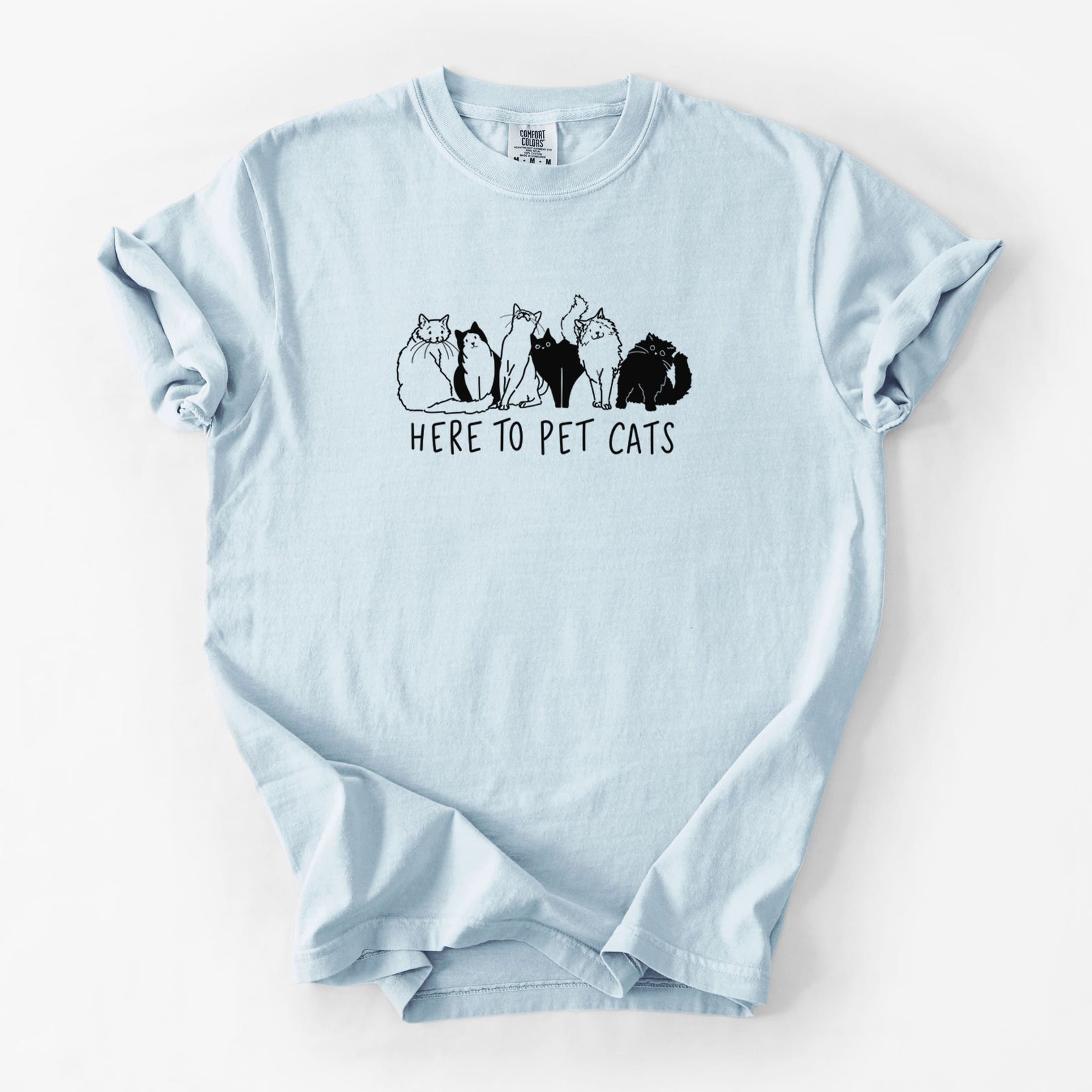 Here to Pet Cats - Unisex Comfort Colors Garment-Dyed Heavyweight T-shirt in Chambray