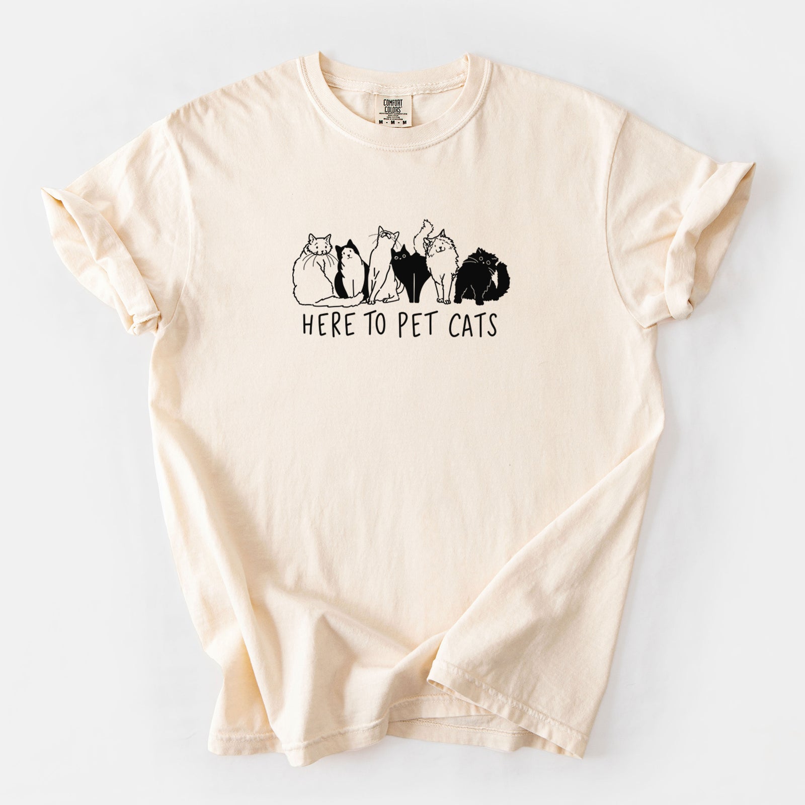 Here to Pet Cats - Unisex Comfort Colors Garment-Dyed Heavyweight T-shirt in Ivory