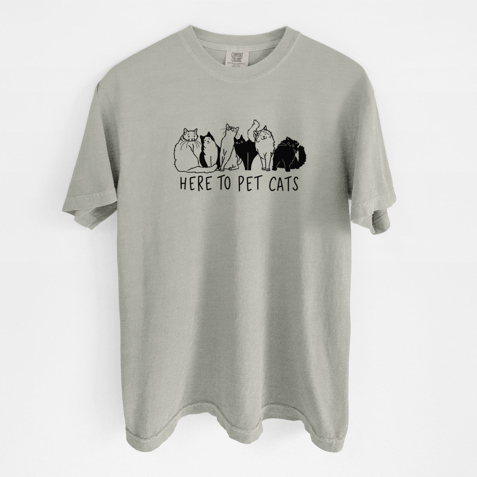 Here to Pet Cats - Unisex Comfort Colors Garment-Dyed Heavyweight T-shirt in Sandstone